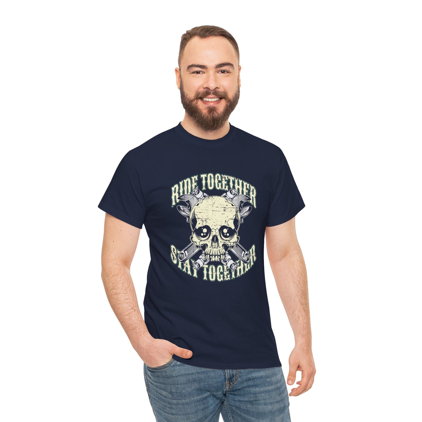 Ride Together, Stay Together T-Shirt | Gildan® 5000 Heavy Cotton™, Stylish and Classic Fit for True Bikers