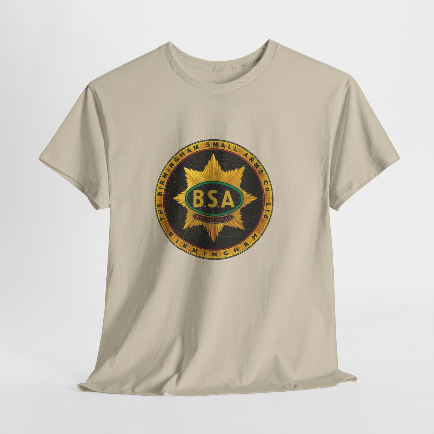 Vintage BSA Logo Tee - Gildan® 5000 Heavy Cotton™, Perfect for Bikers & Motorcycle Enthusiasts