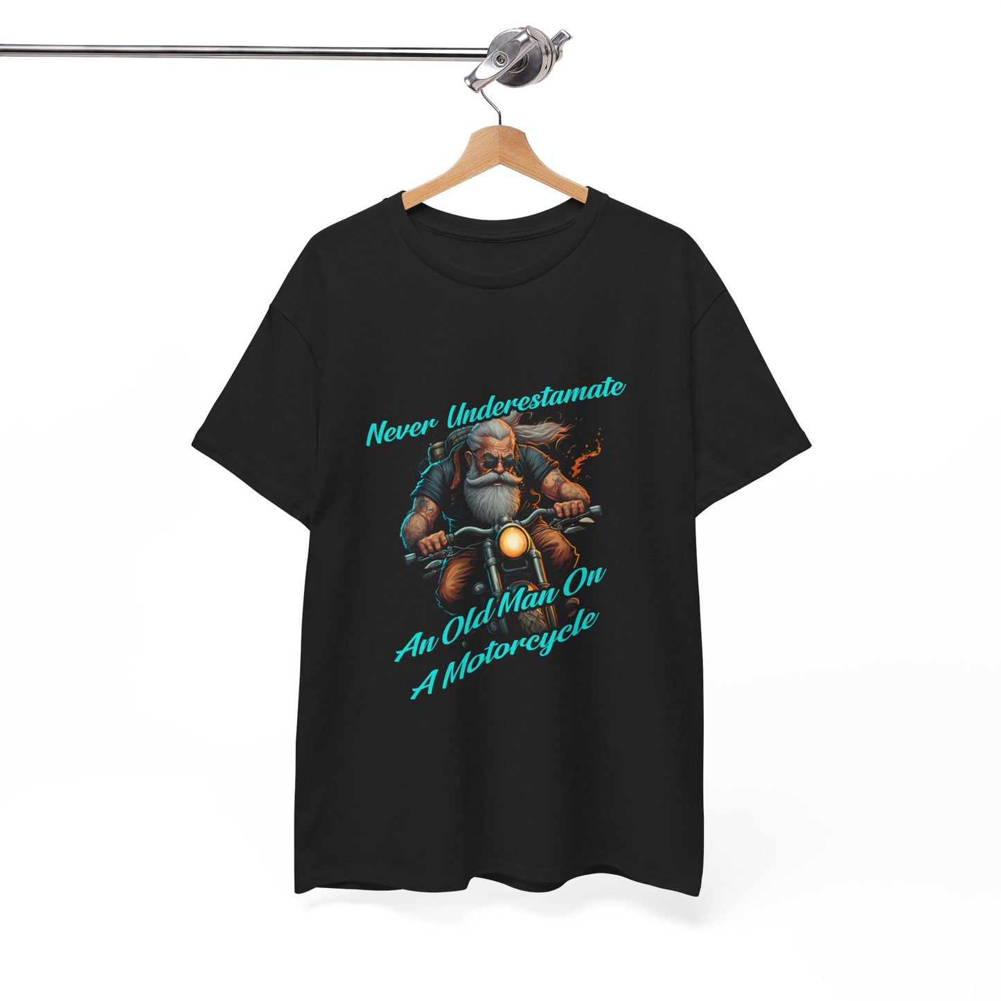 Quality Midweight Fabric Tee: 'Never Underestimate An Old Man On A Motorcycle' - Stylish and Comfortable"
