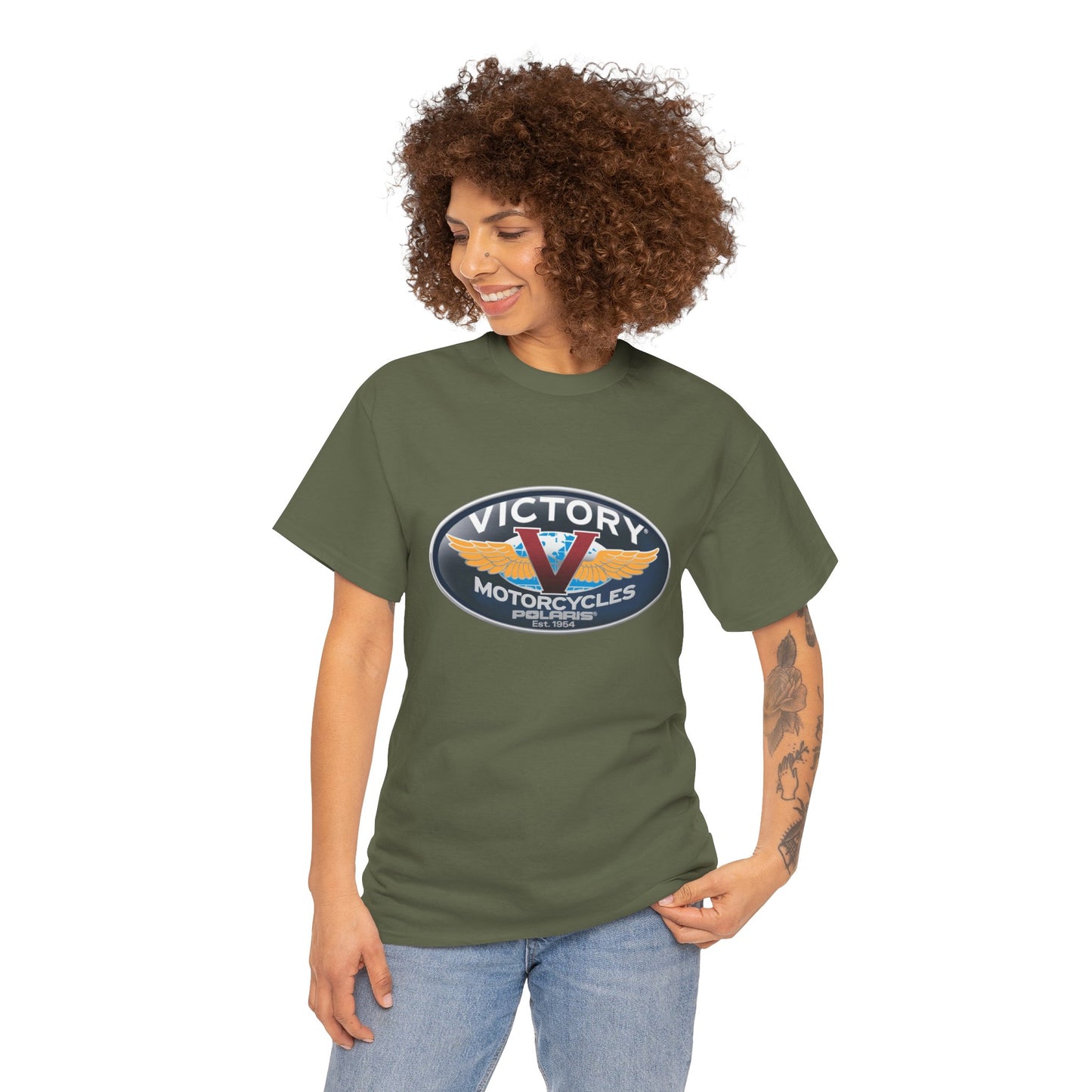 Victory Polaris Logo Tee - Gildan® 5000 Heavy Cotton™, Quality Fabric for the Modern Biker
