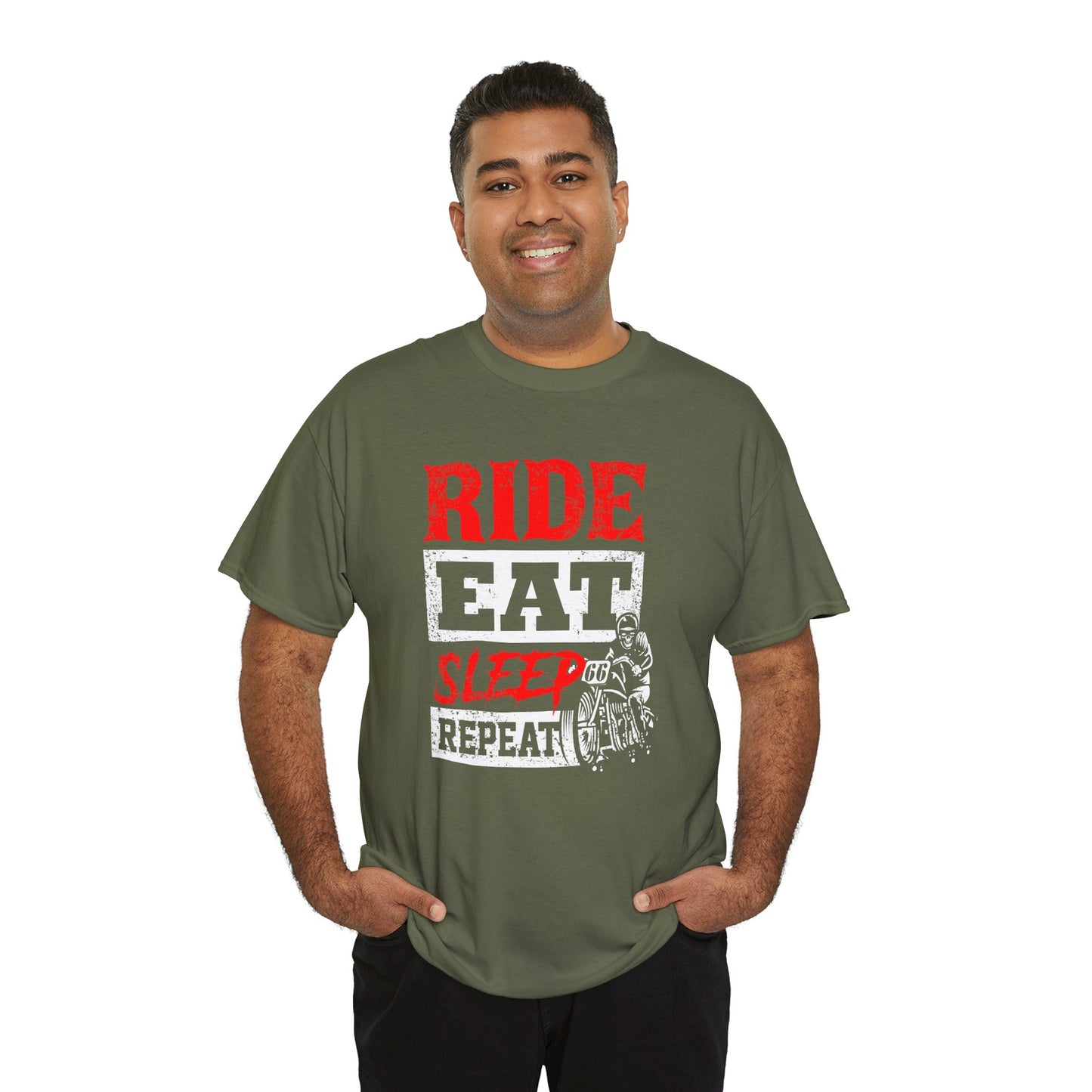 Ride, Eat, Sleep, Repeat Lifestyle Tee | Gildan® 5000 Heavy Cotton™ - Classic Comfort for Bikers