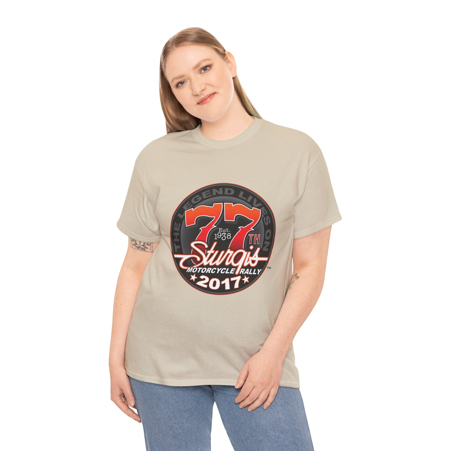 Classic Sturgis 77 2017 Biker Tee - Gildan® 5000 Heavy Cotton™, Edgy Design & Comfort