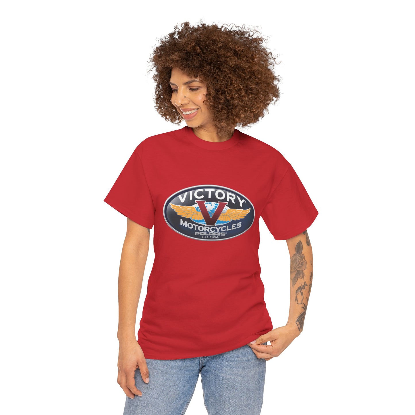 Victory Polaris Logo Tee - Gildan® 5000 Heavy Cotton™, Quality Fabric for the Modern Biker