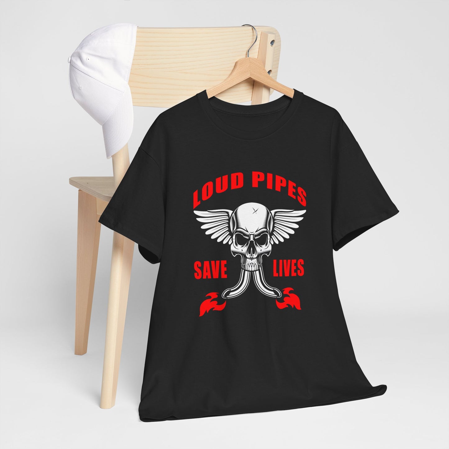 Loud Pipes Save Lives Graphic Tee - Gildan® 5000 Heavy Cotton™, Classic Fit for Passionate Riders