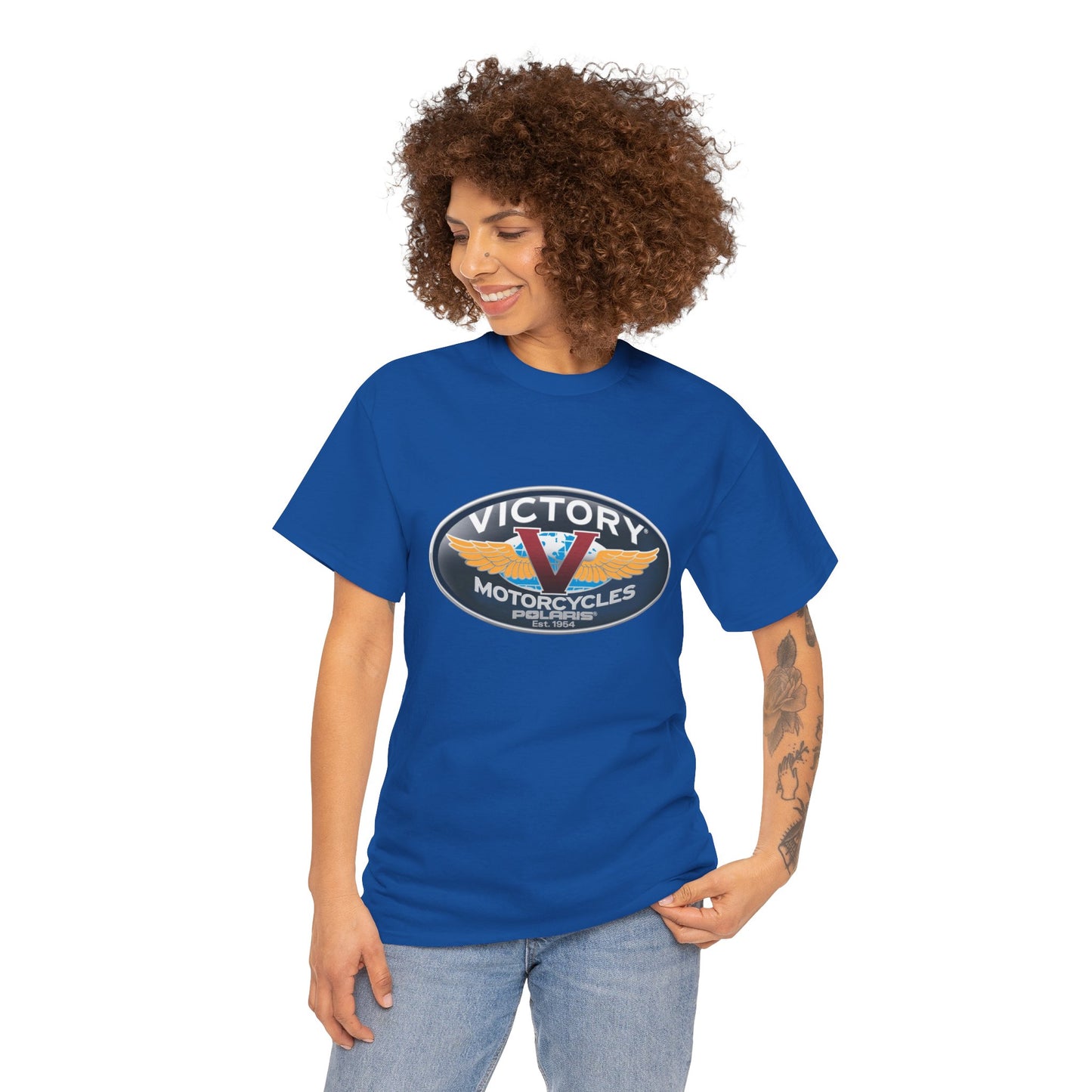Victory Polaris Logo Tee - Gildan® 5000 Heavy Cotton™, Quality Fabric for the Modern Biker