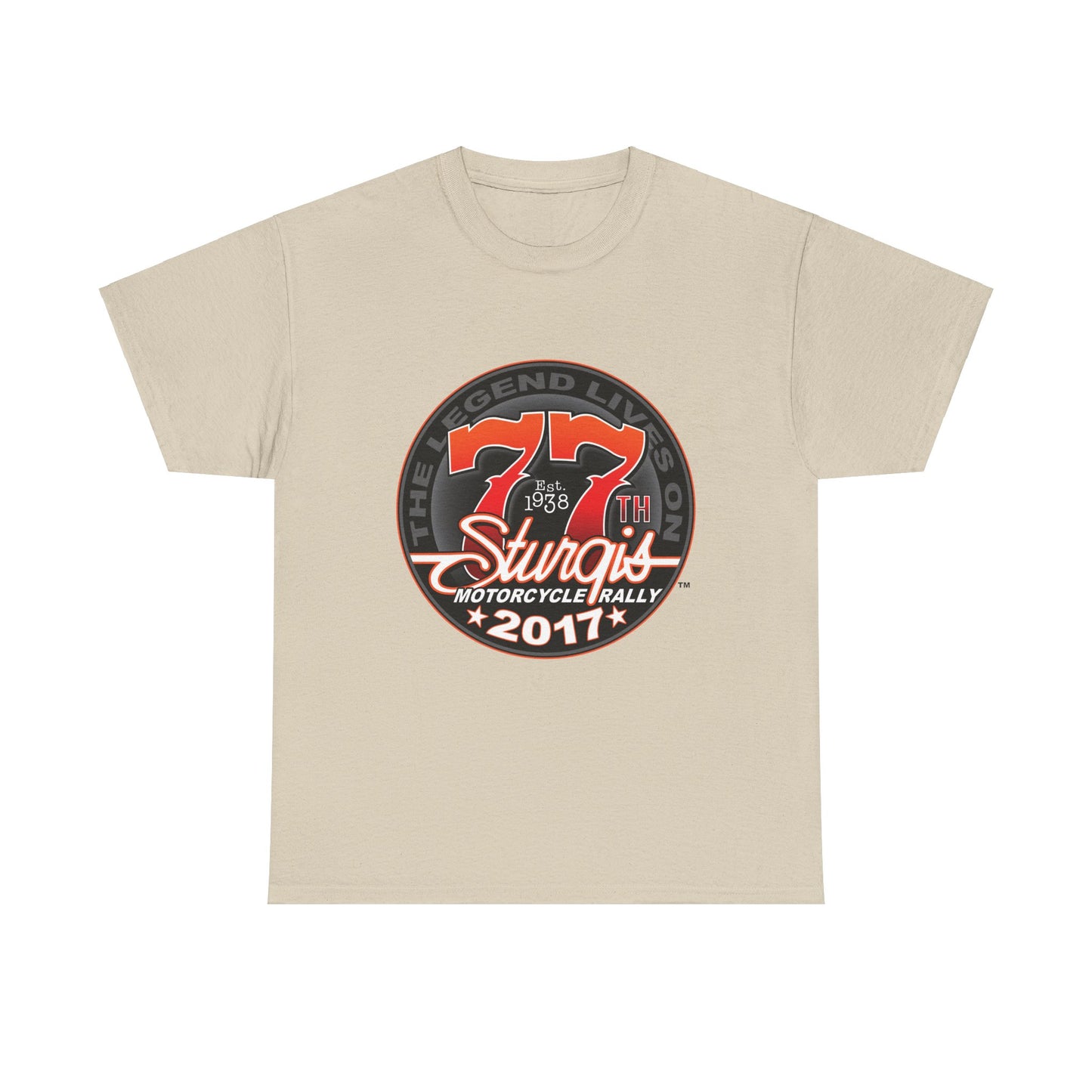 Classic Sturgis 77 2017 Biker Tee - Gildan® 5000 Heavy Cotton™, Edgy Design & Comfort