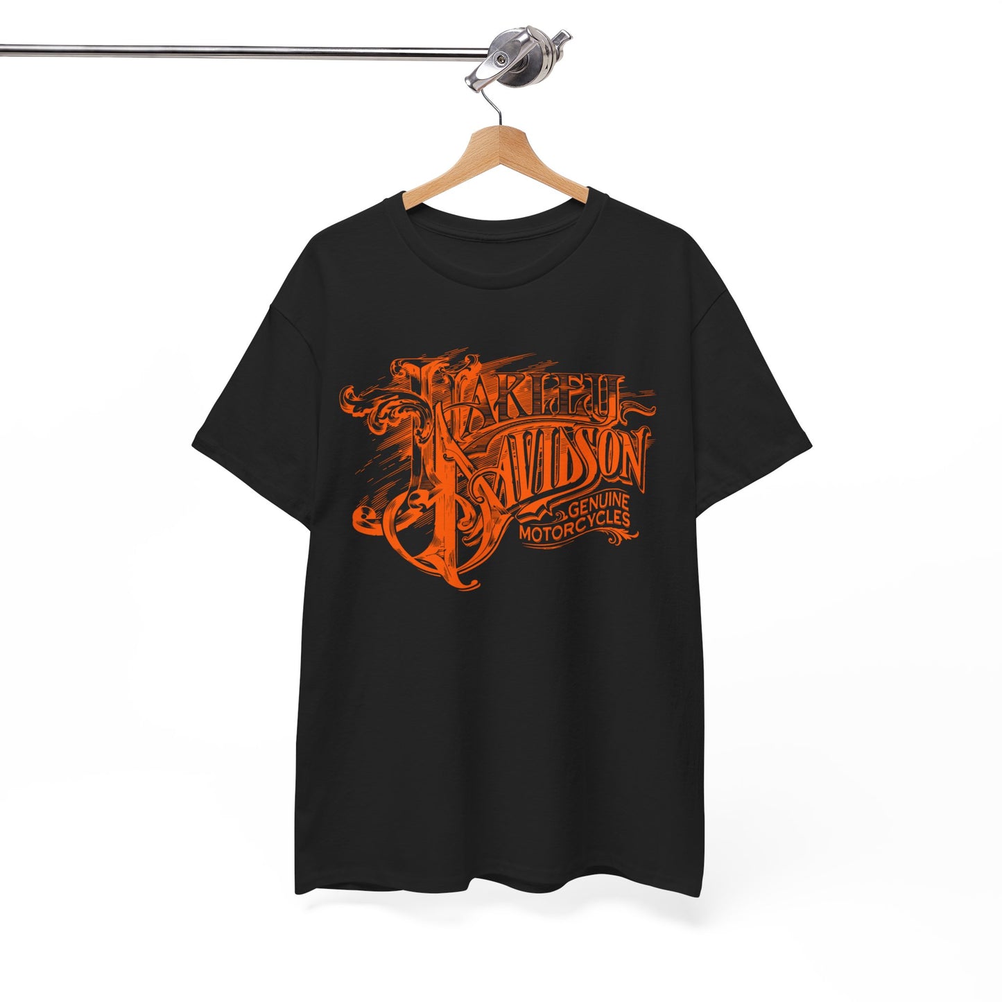 Harley Davidson Text Tee - Gildan® 5000 Heavy Cotton™, Sleek and Stylish Design, Edgy & Comfortable Streetwear