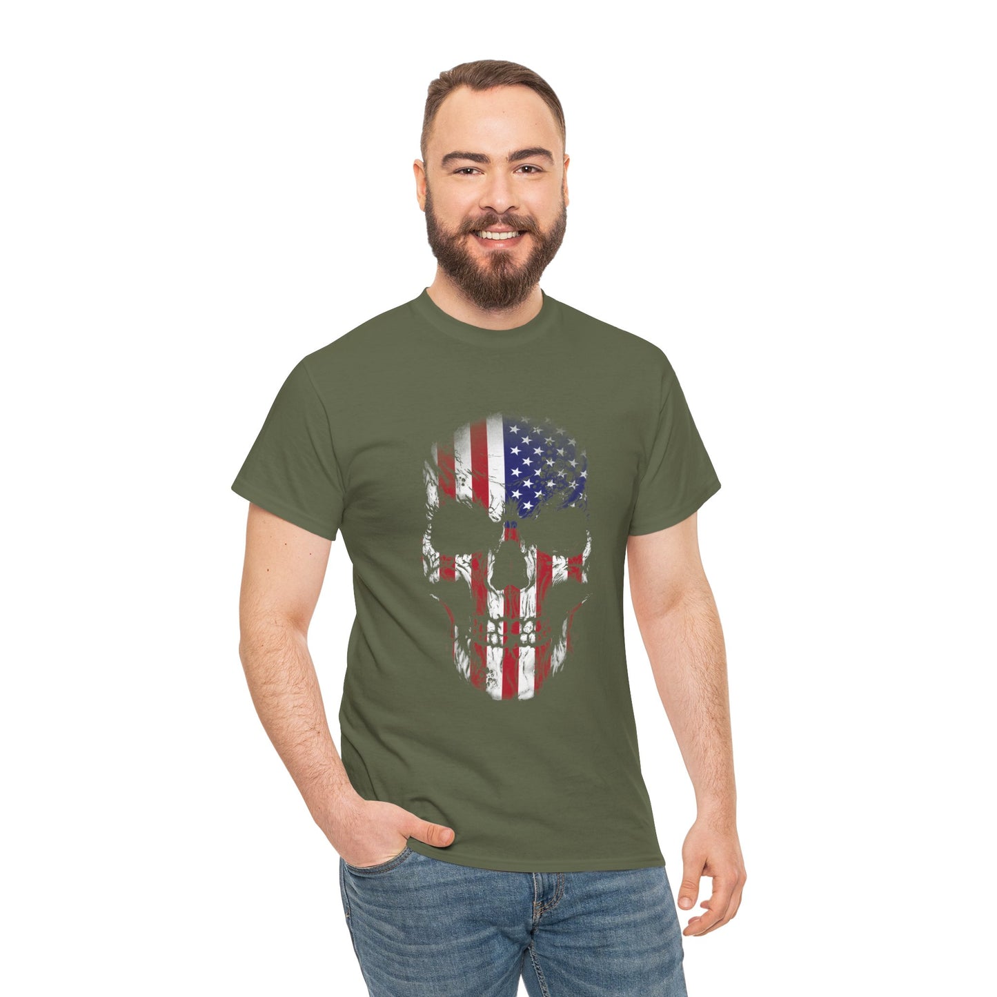 Rock the Classic Fit USA Skull Flag Tee