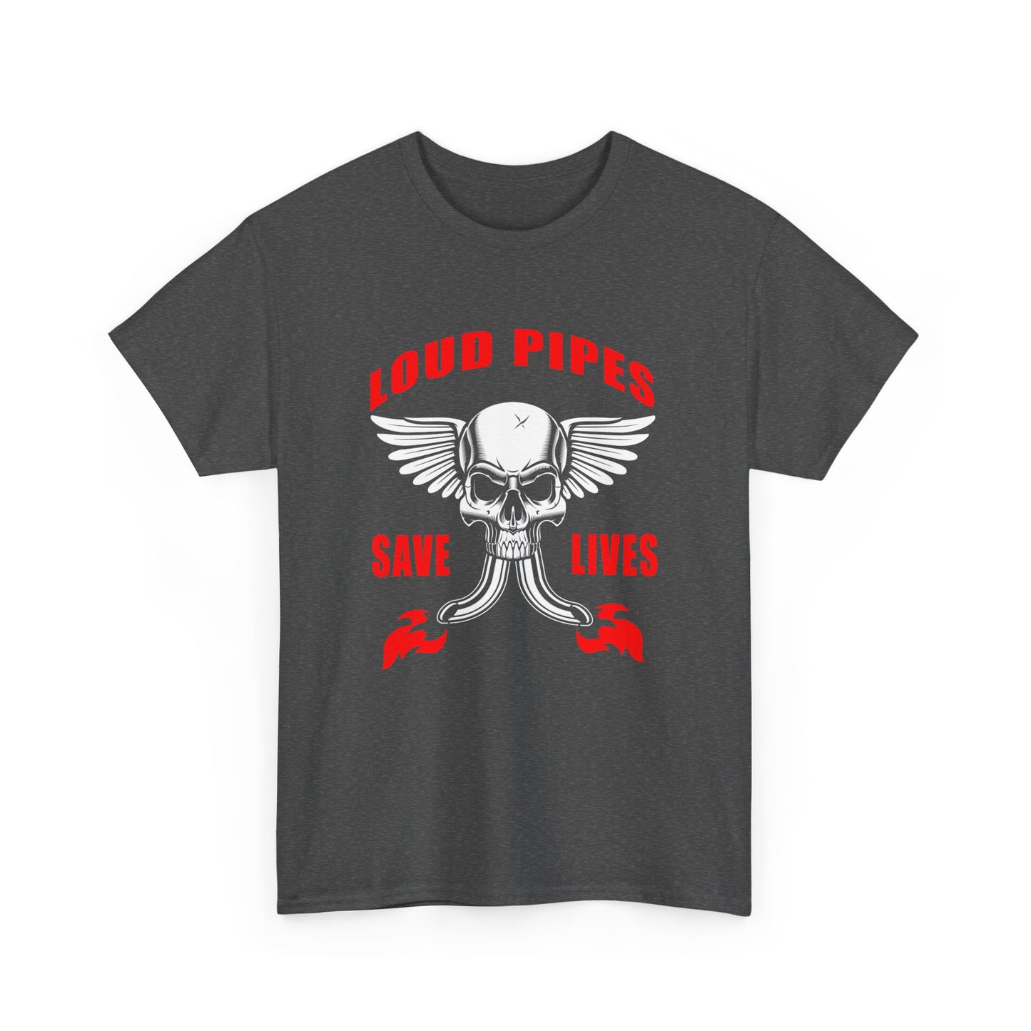 Loud Pipes Save Lives Graphic Tee - Gildan® 5000 Heavy Cotton™, Classic Fit for Passionate Riders