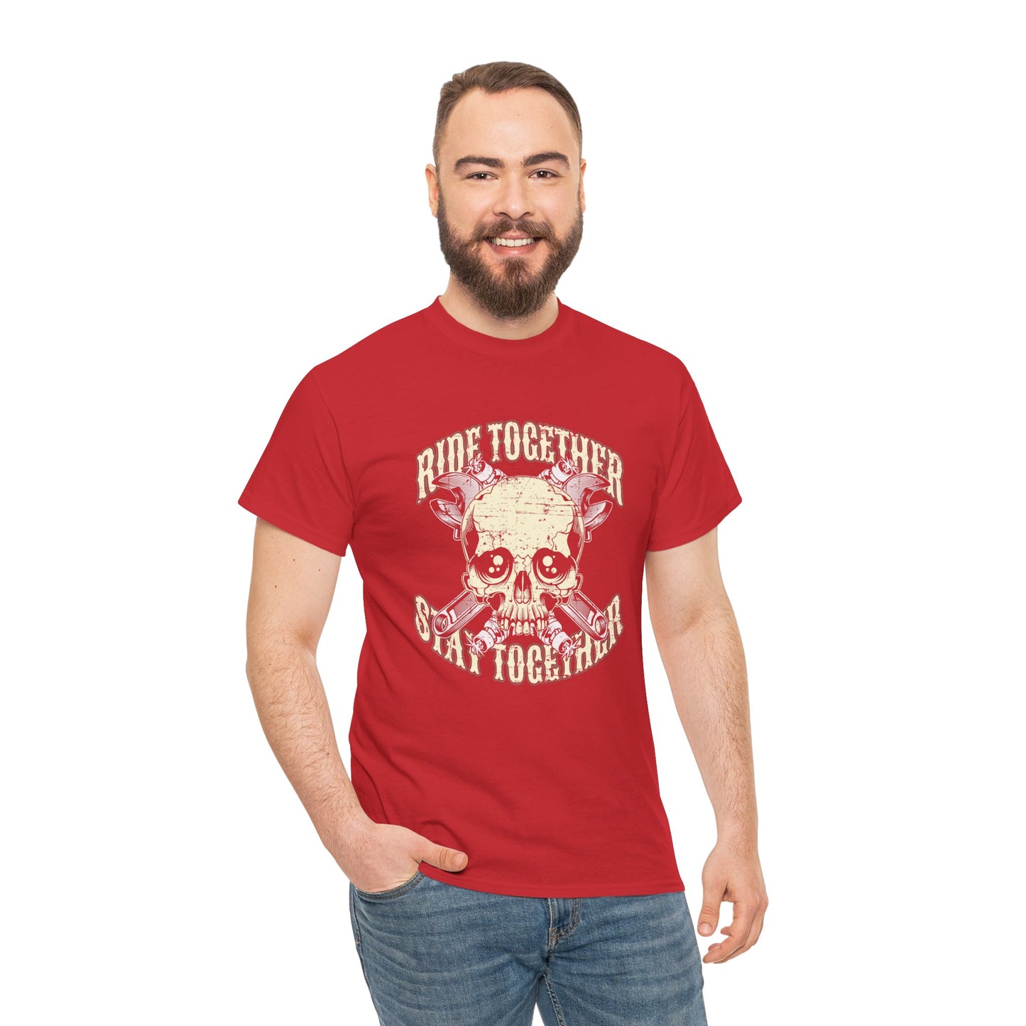 Ride Together, Stay Together T-Shirt | Gildan® 5000 Heavy Cotton™, Stylish and Classic Fit for True Bikers