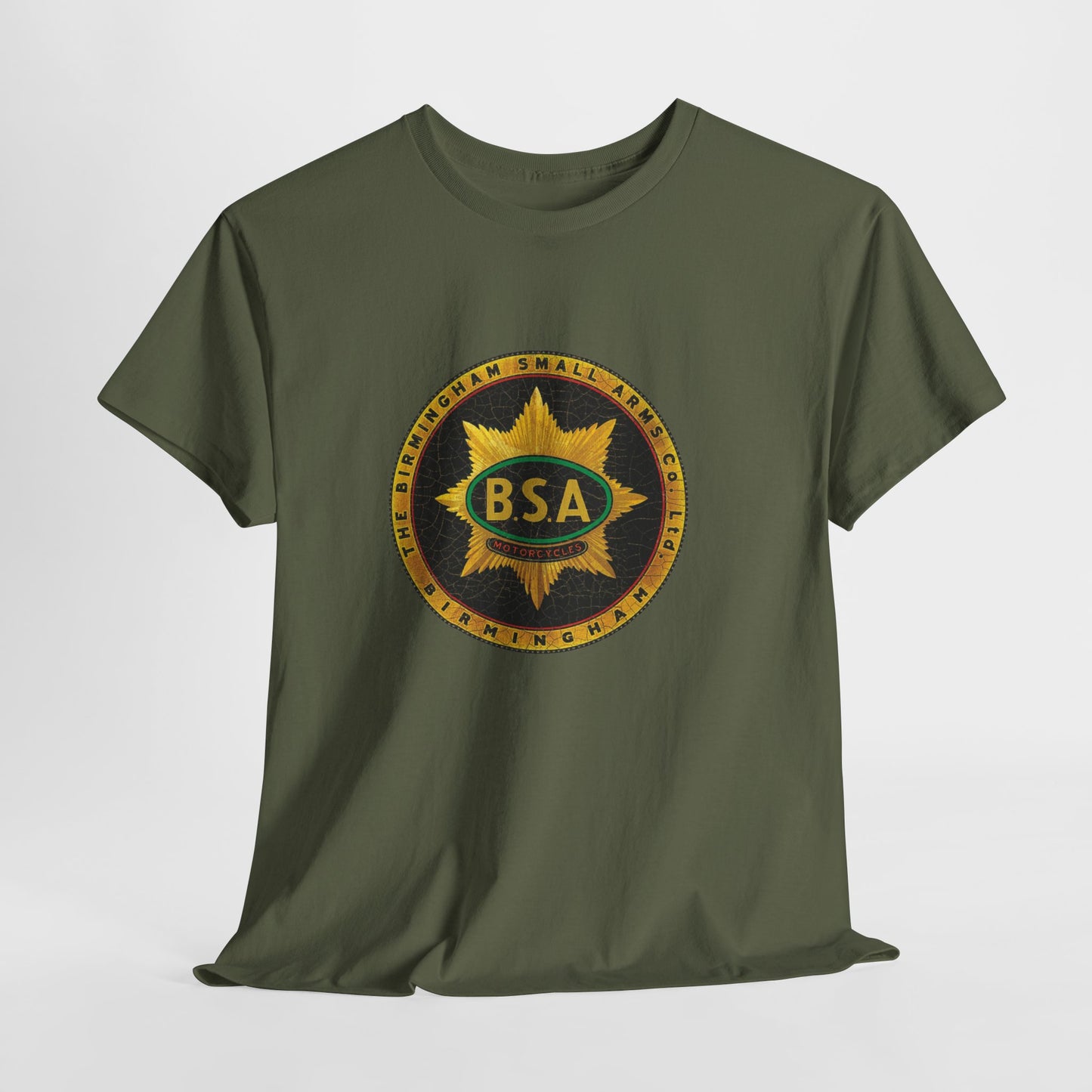 Vintage BSA Logo Tee - Gildan® 5000 Heavy Cotton™, Perfect for Bikers & Motorcycle Enthusiasts