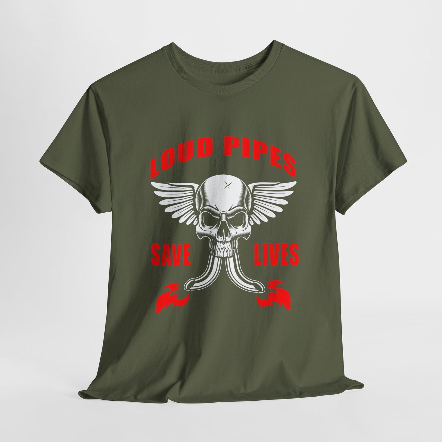 Loud Pipes Save Lives Graphic Tee - Gildan® 5000 Heavy Cotton™, Classic Fit for Passionate Riders