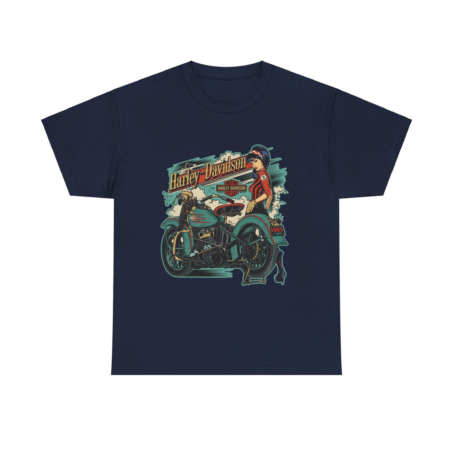 Harley-Davidson 1903 Retro T-Shirt - Gildan® 5000 Heavy Cotton™, Timeless Style, Built for Riders
