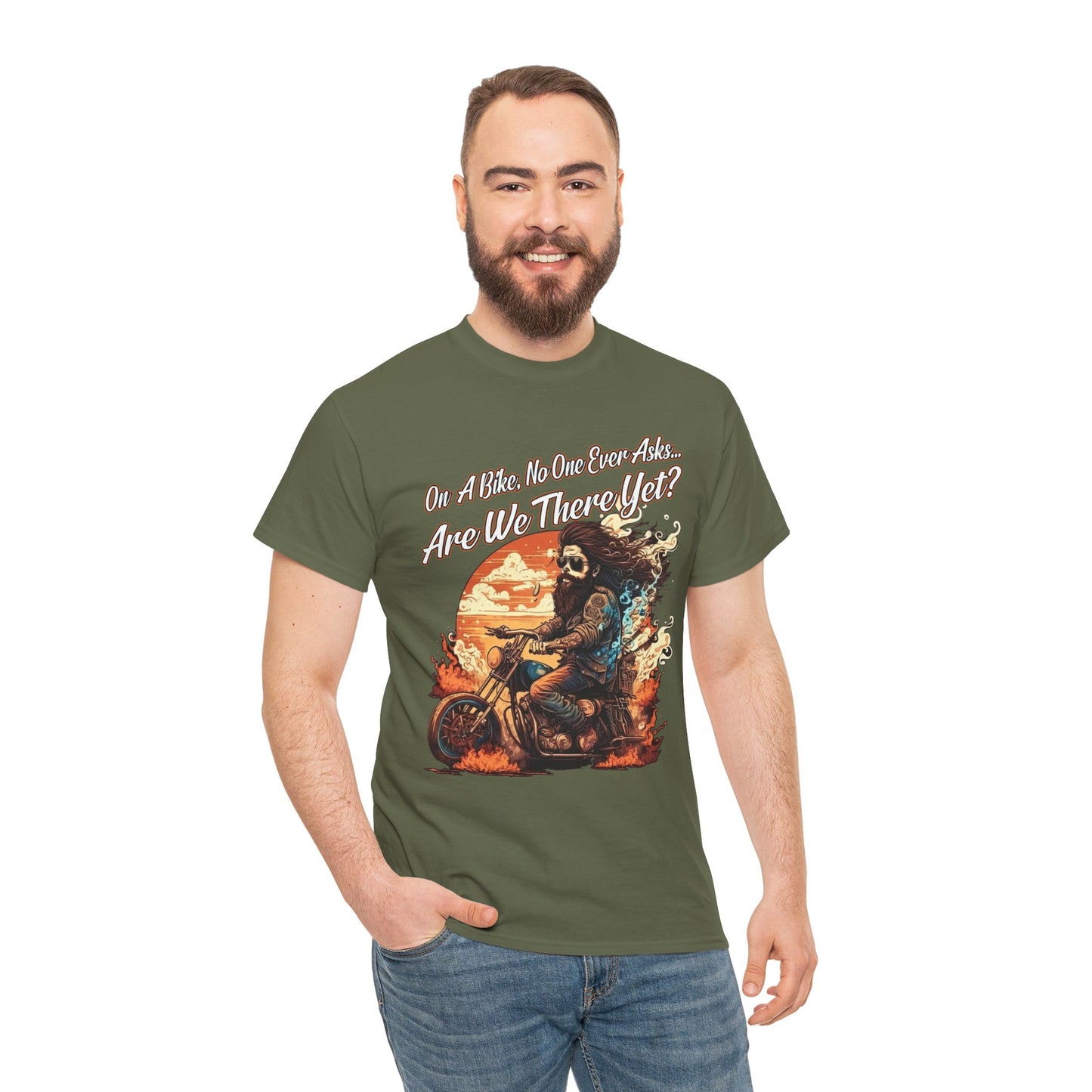 Heavy Cotton 'Are We There Yet?' Biker Tee - Classic Style for Road Warriors