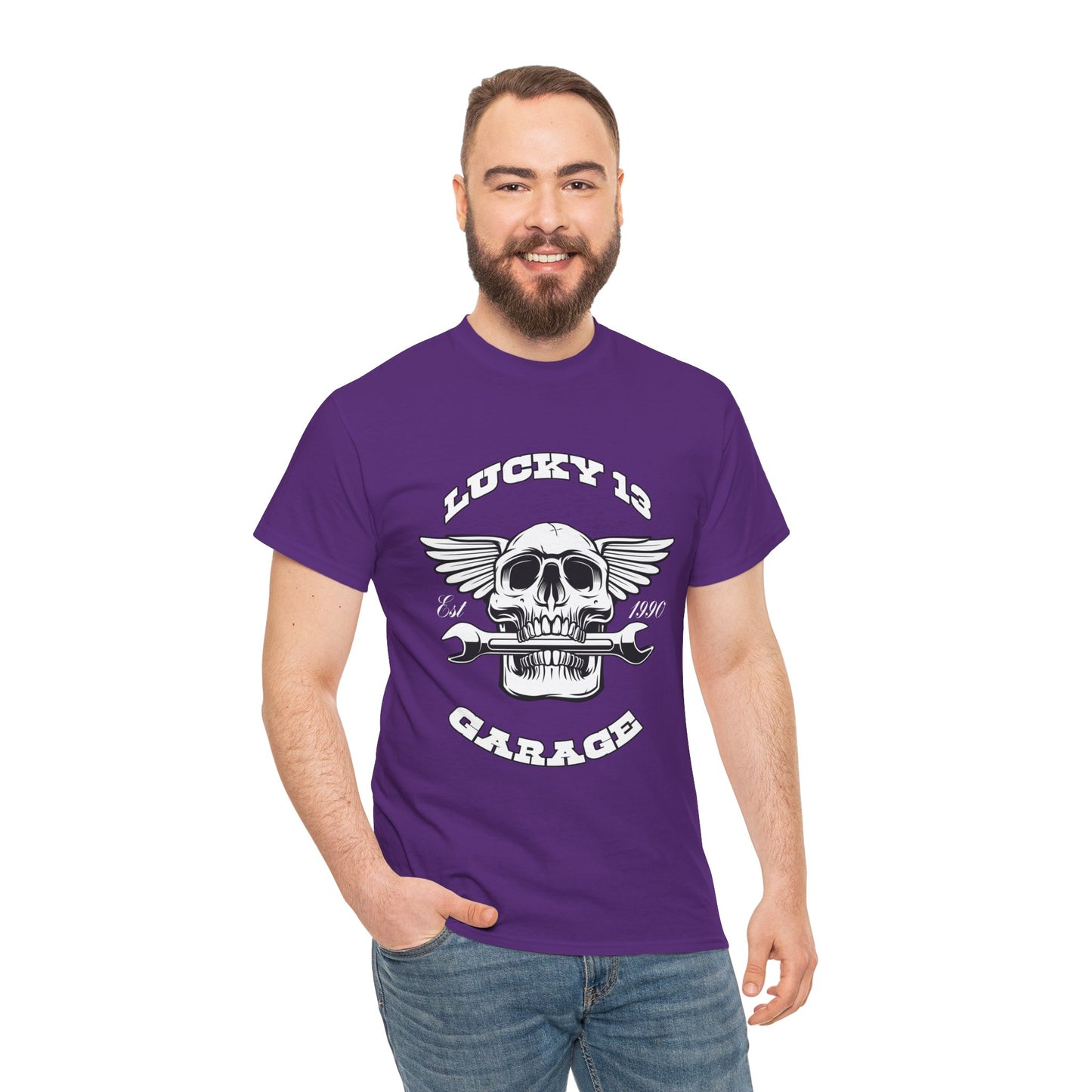 Lucky 13 Motorcycle Tee - Gildan® 5000 Heavy Cotton™, Iconic Design, Midweight Fabric for Everyday Wear