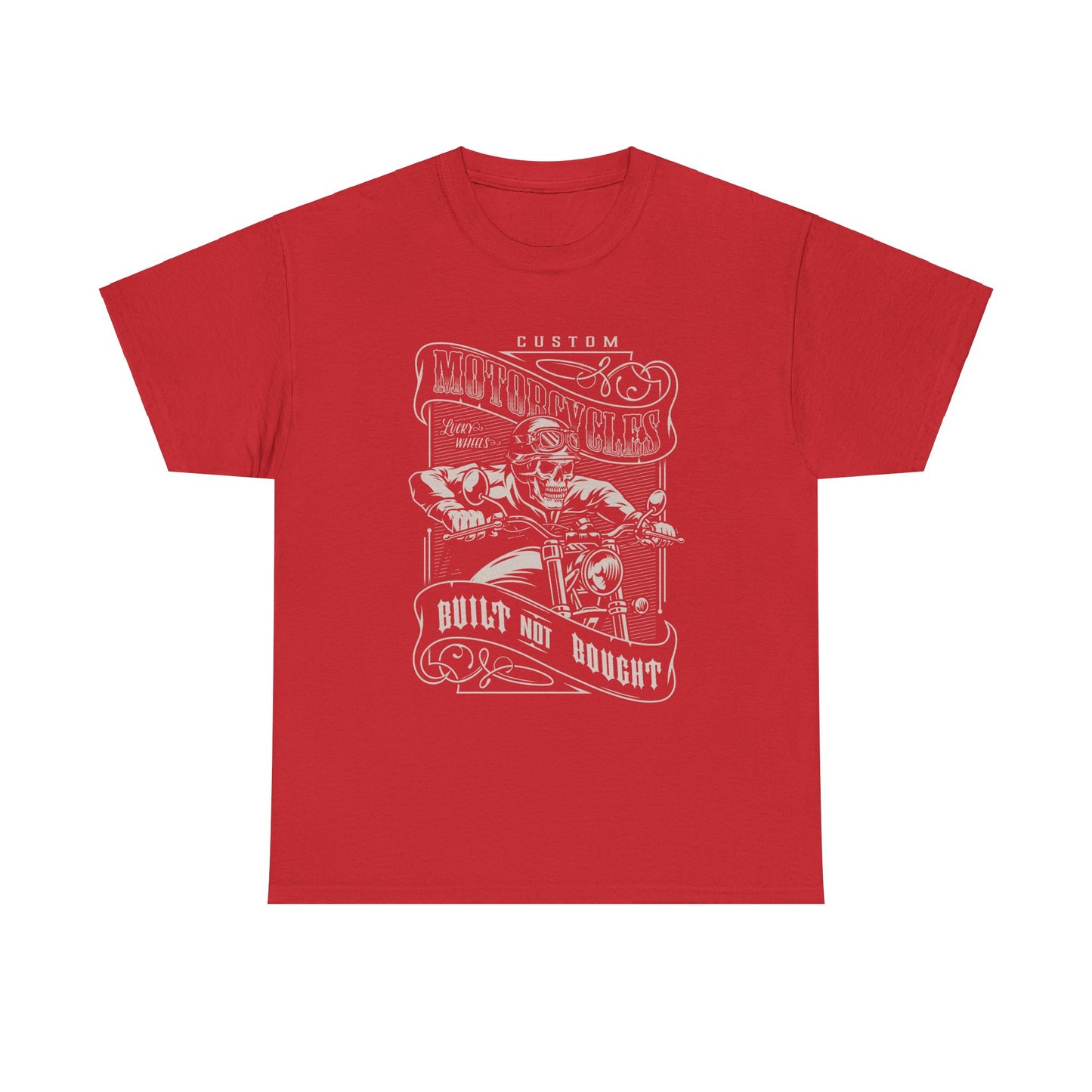 Built Not Bought: Stylish Biker Tee in Heavy Cotton - Classic Fit with a Rib Collar for Added Comfort