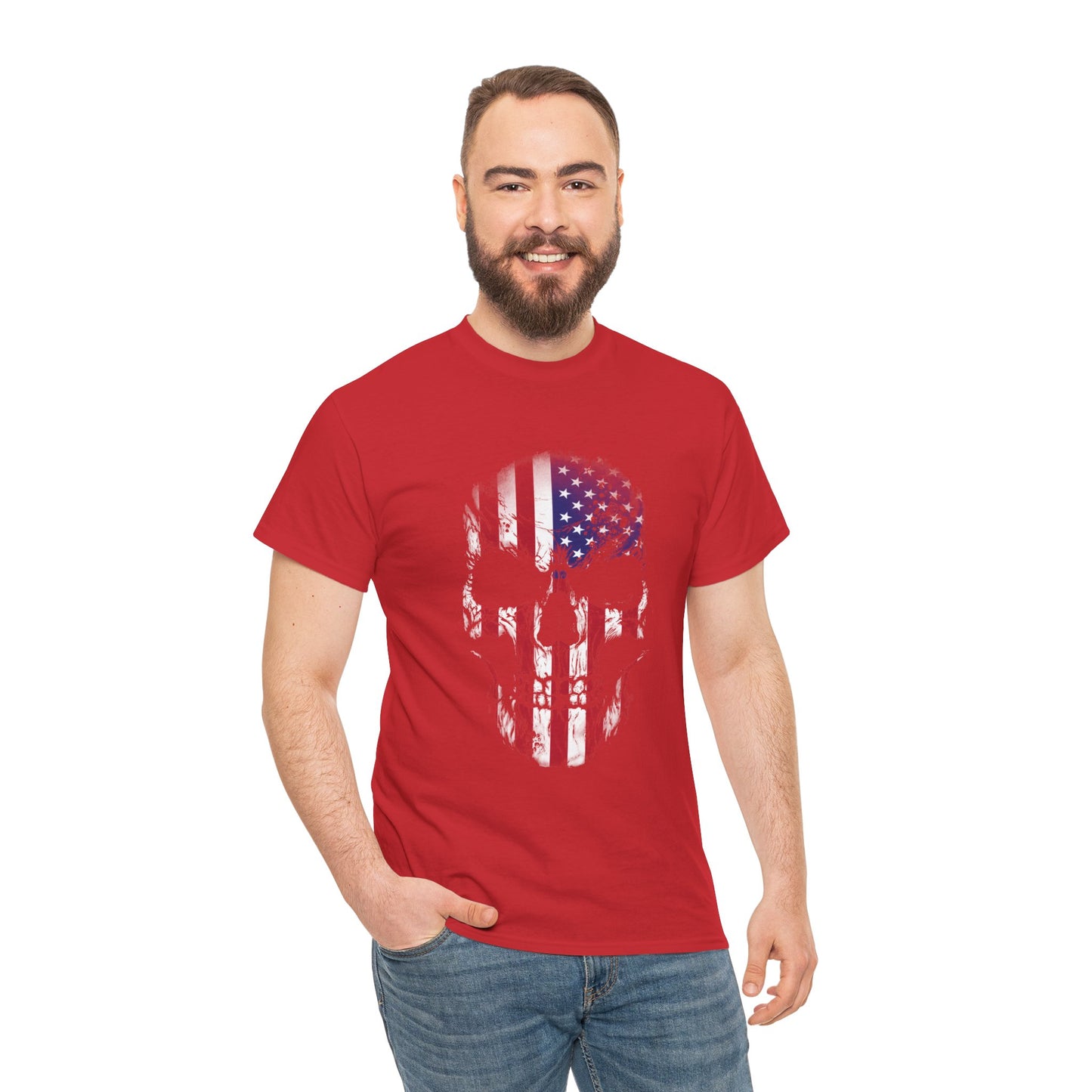 Rock the Classic Fit USA Skull Flag Tee