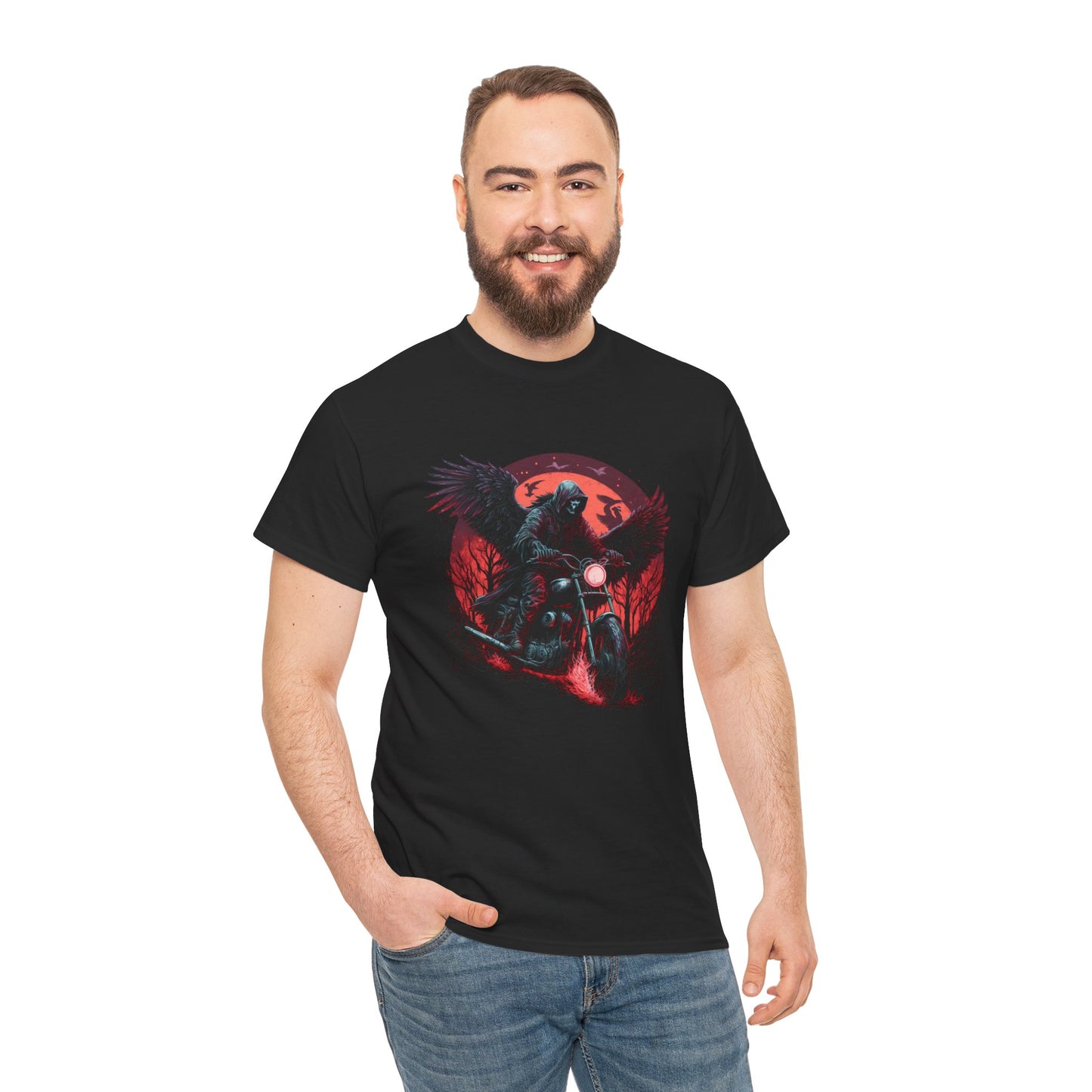 Grim Reaper Biker T-Shirt: Classic Fit & Midweight Comfort