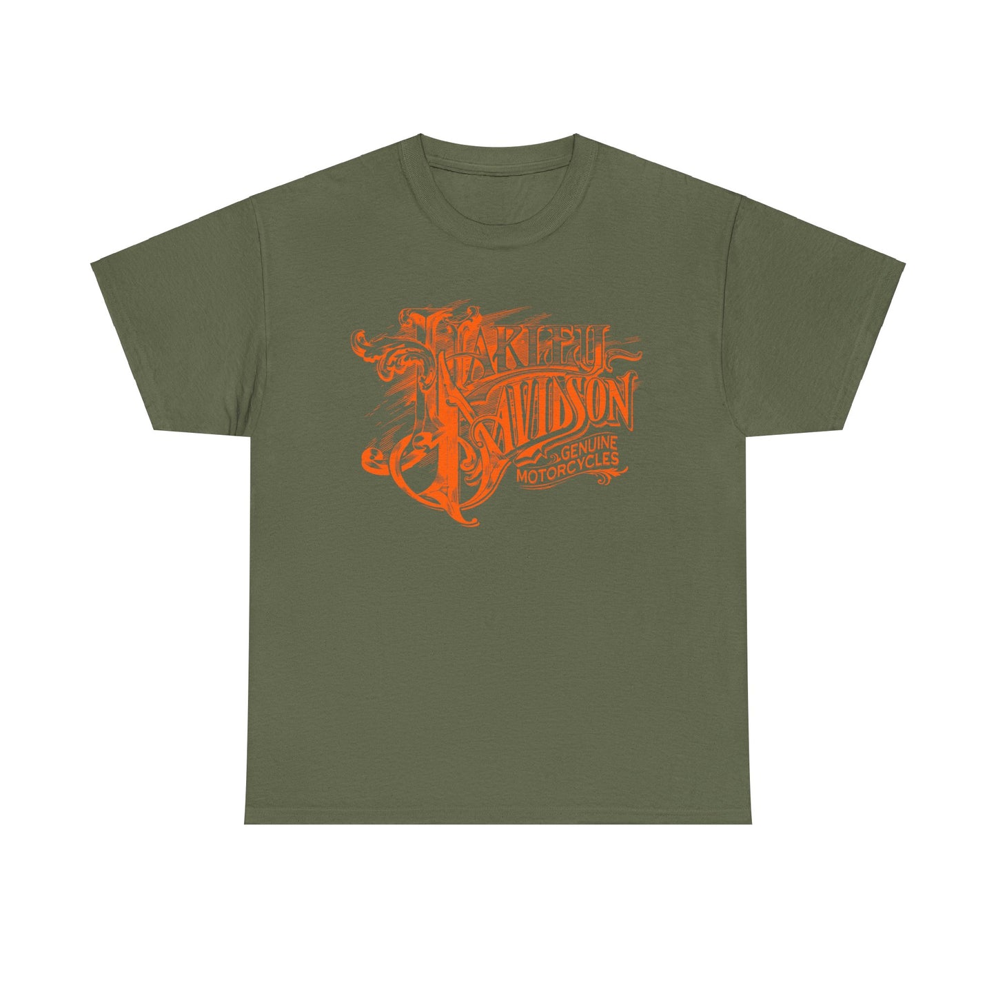Harley Davidson Text Tee - Gildan® 5000 Heavy Cotton™, Sleek and Stylish Design, Edgy & Comfortable Streetwear
