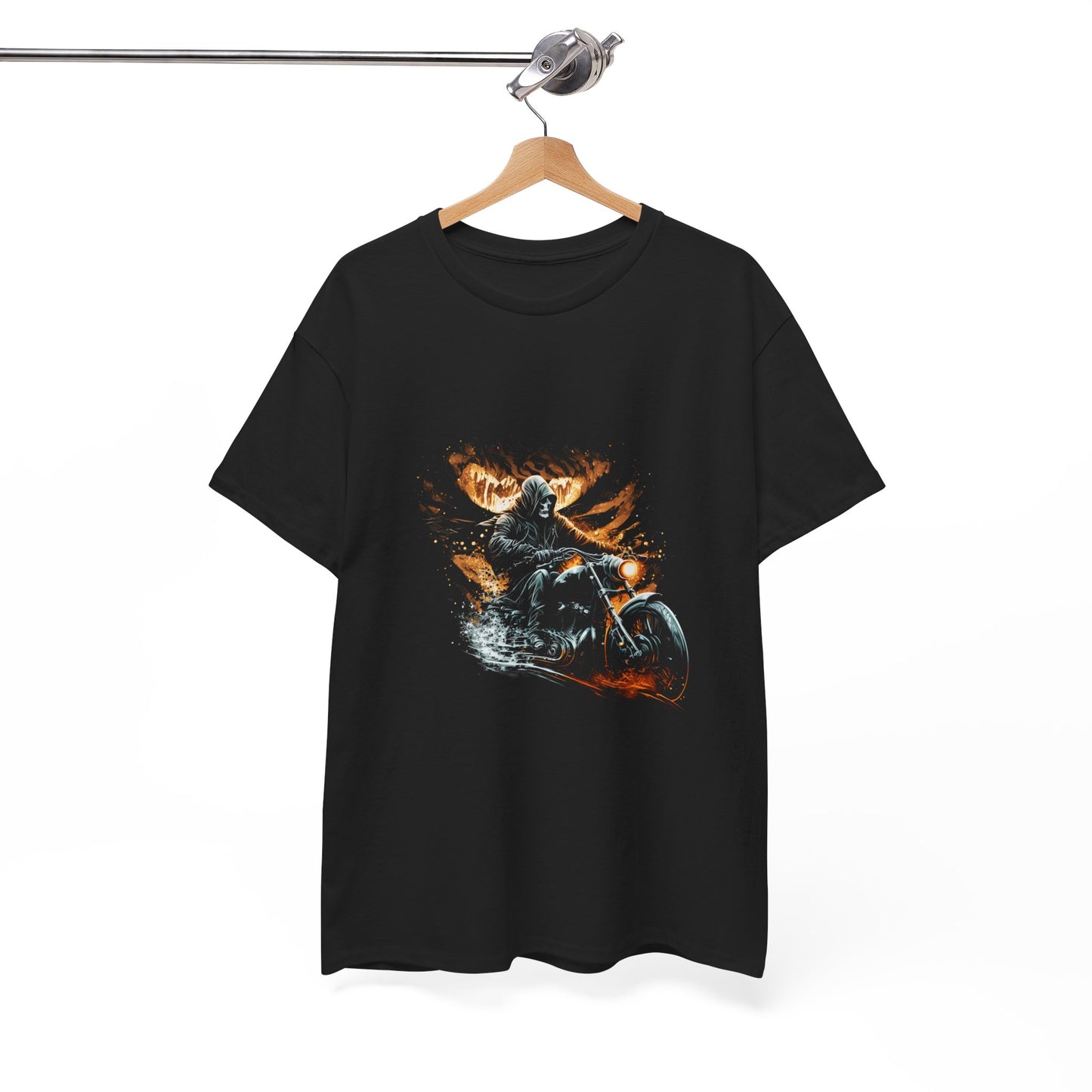 Grim Reaper Biker Graphic Tee - Featuring a Ribbed Neckline and Durable Fabric