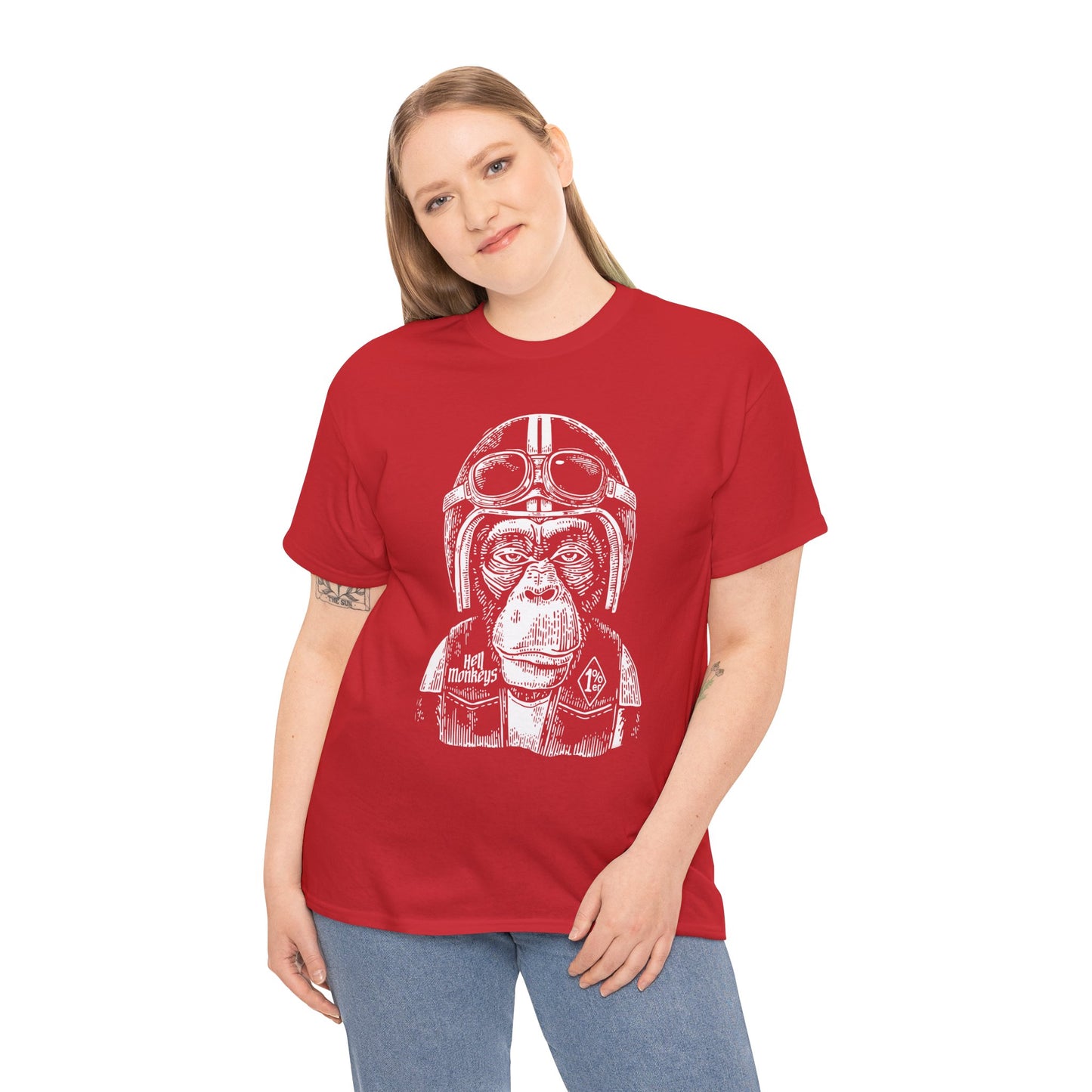 Ride Wild: Hell's Monkey Ape Biker T-Shirt - Gildan® 5000 Heavy Cotton™, Rugged Style for True Bikers