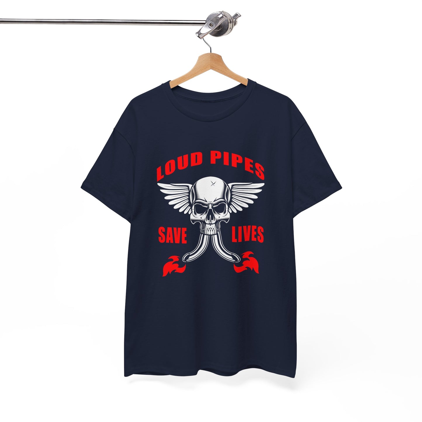Loud Pipes Save Lives Graphic Tee - Gildan® 5000 Heavy Cotton™, Classic Fit for Passionate Riders