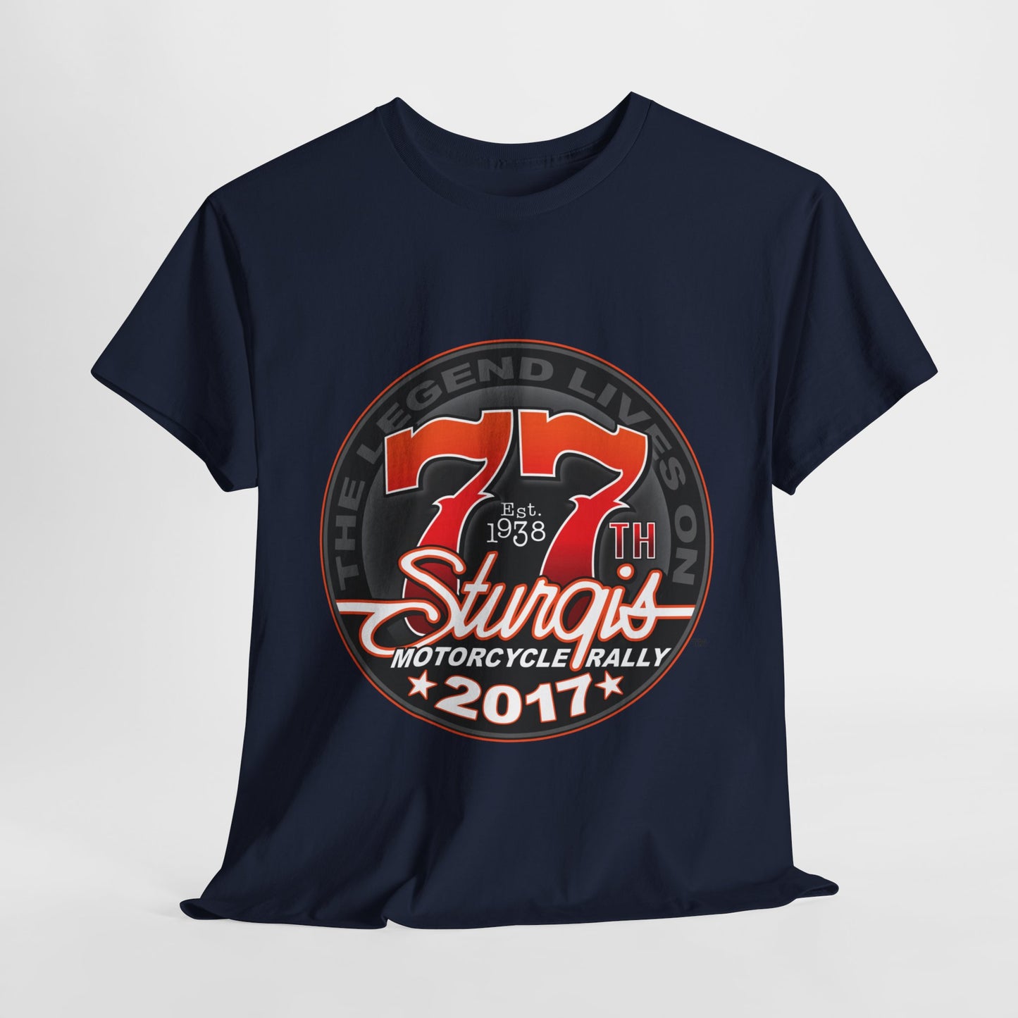 Classic Sturgis 77 2017 Biker Tee - Gildan® 5000 Heavy Cotton™, Edgy Design & Comfort