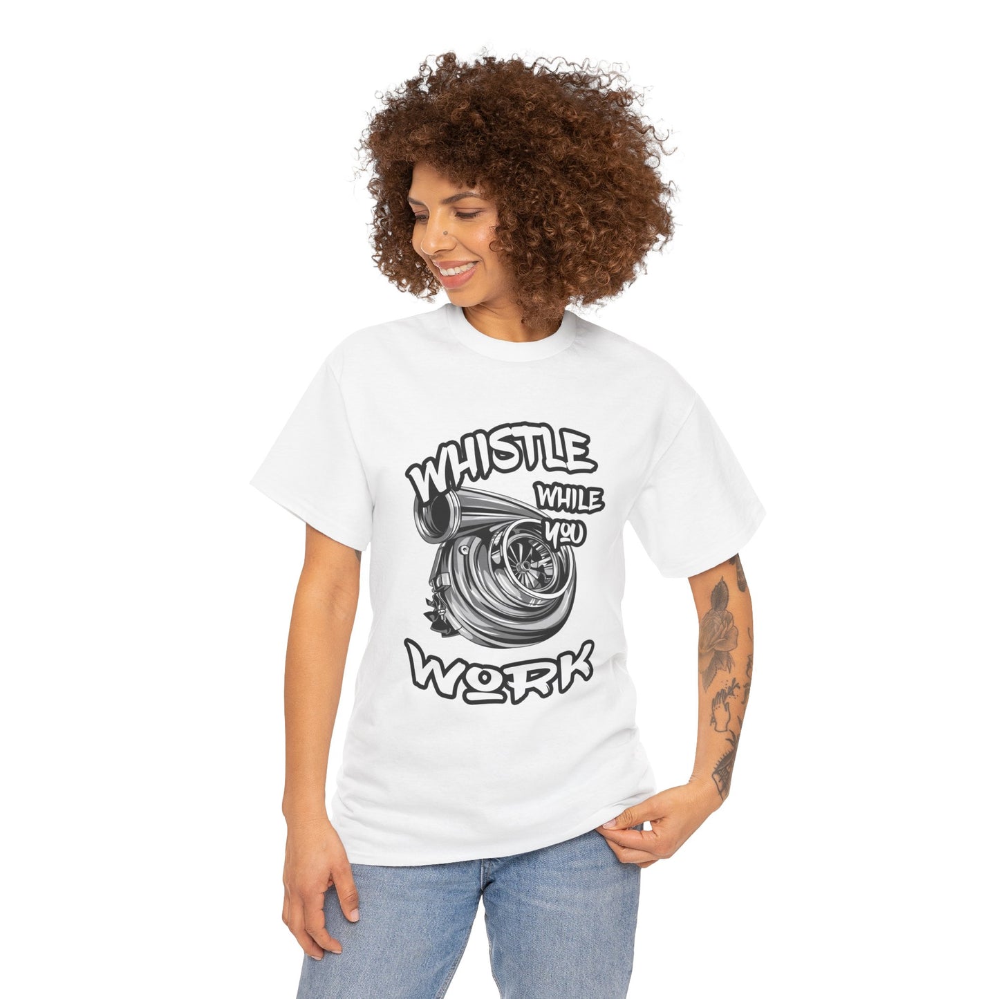 Whistle While You Work Trucker Tee - Gildan® 5000 Heavy Cotton™ Adult T-Shirt, Classic Fit & Durable Comfort
