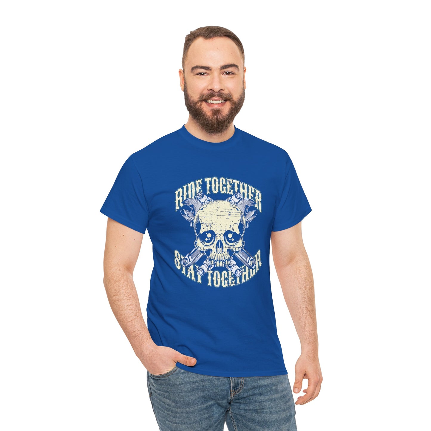 Ride Together, Stay Together T-Shirt | Gildan® 5000 Heavy Cotton™, Stylish and Classic Fit for True Bikers