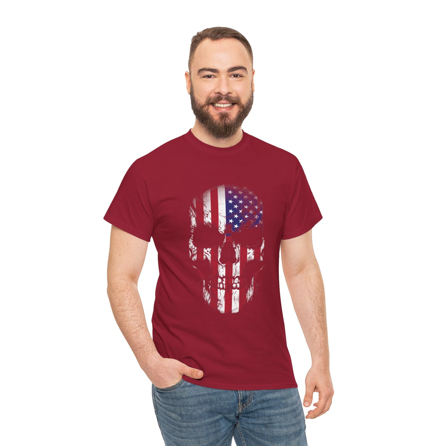 Rock the Classic Fit USA Skull Flag Tee