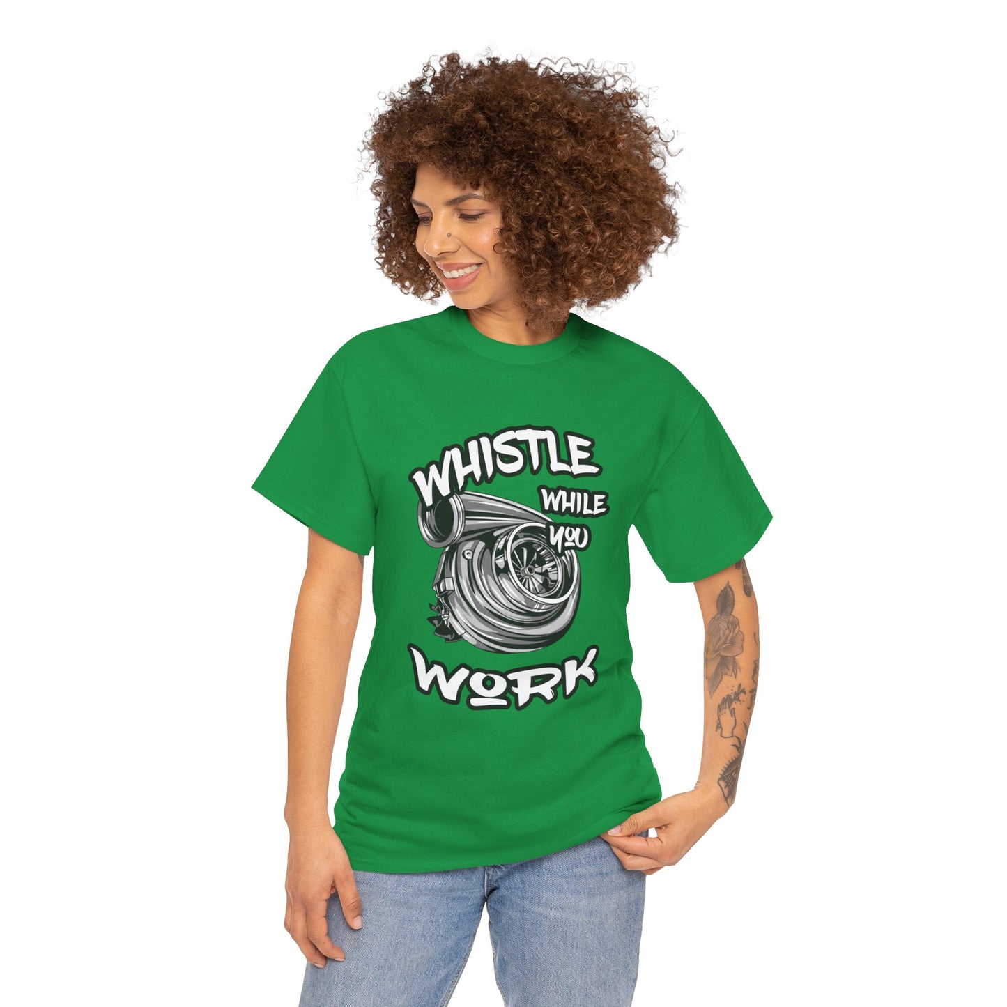 Whistle While You Work Trucker Tee - Gildan® 5000 Heavy Cotton™ Adult T-Shirt, Classic Fit & Durable Comfort