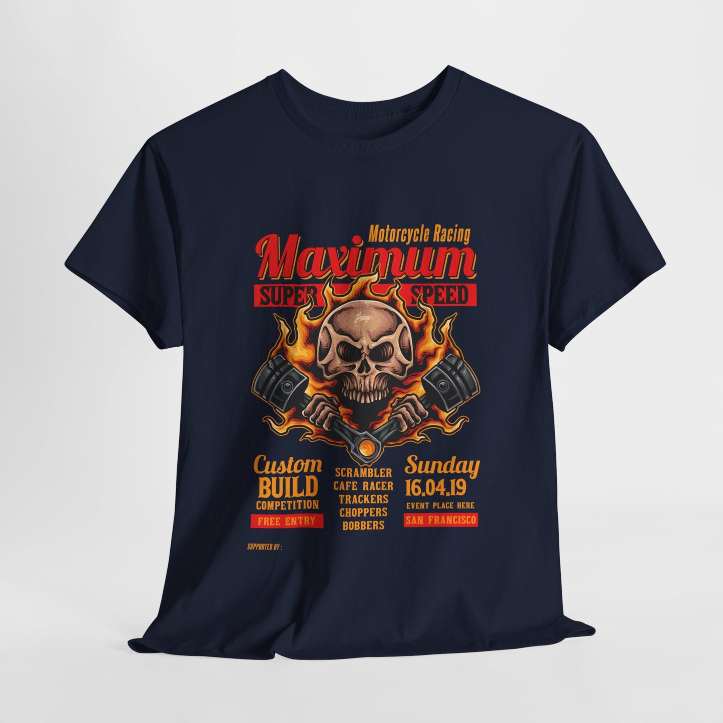 Fire Piston Motorcycle Tee - Gildan® 5000 Heavy Cotton™, Durable & Comfortable Fit