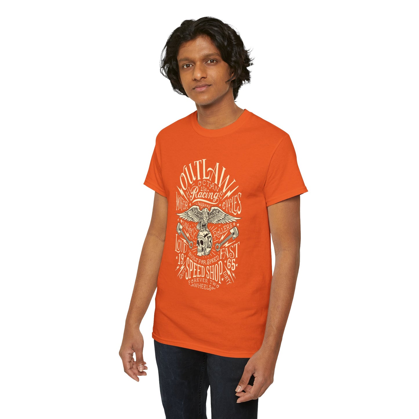 Outlaw Speedshop Biker Tee | Gildan® 5000 Heavy Cotton™ - Bold Design, Durable & Comfortable for Riders