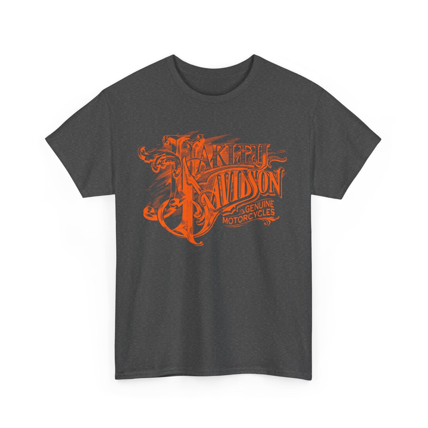Harley Davidson Text Tee - Gildan® 5000 Heavy Cotton™, Sleek and Stylish Design, Edgy & Comfortable Streetwear