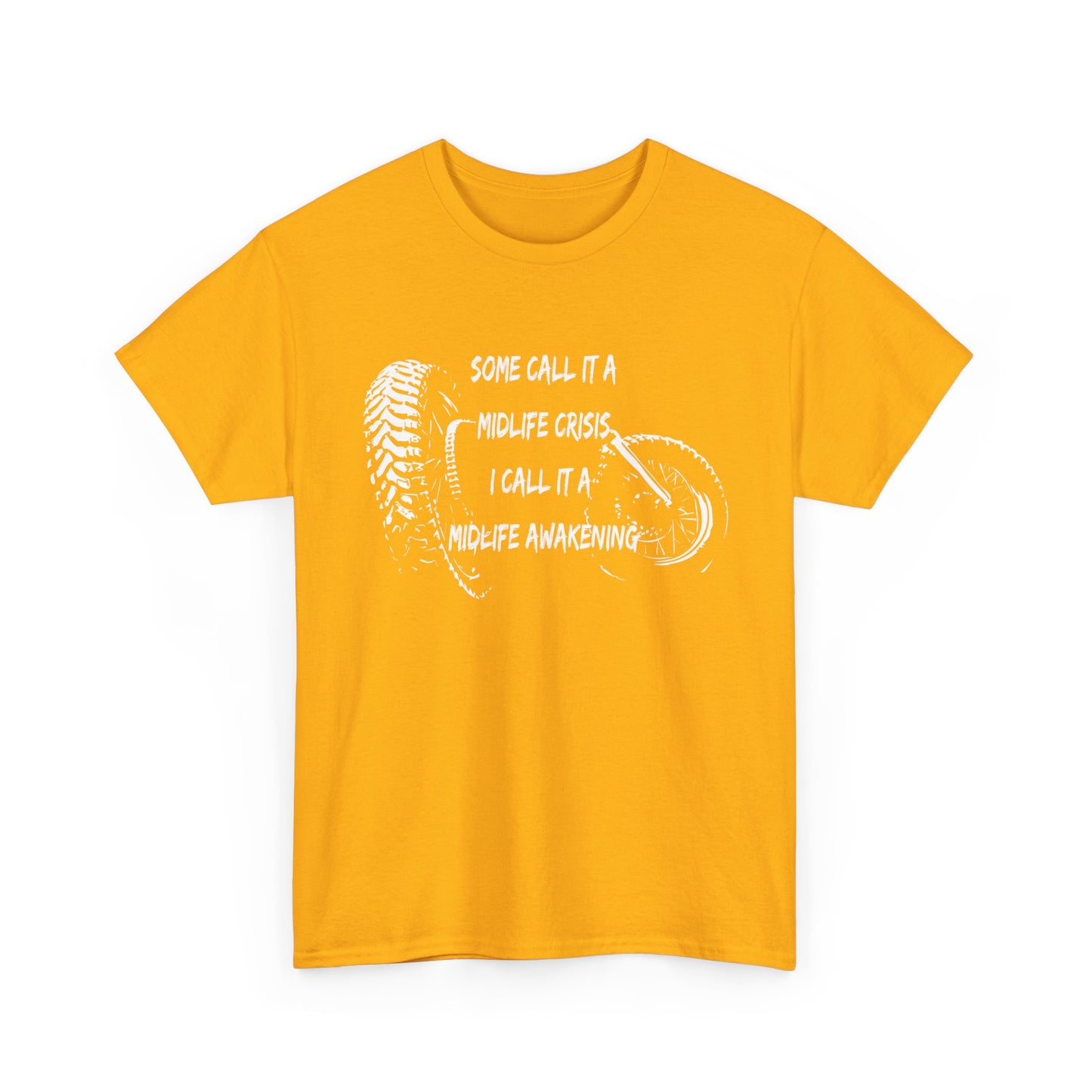 Midlife Crisis Motorcycle Slogan Tee - Gildan® 5000 Heavy Cotton™, For Edgy, Fearless Riders