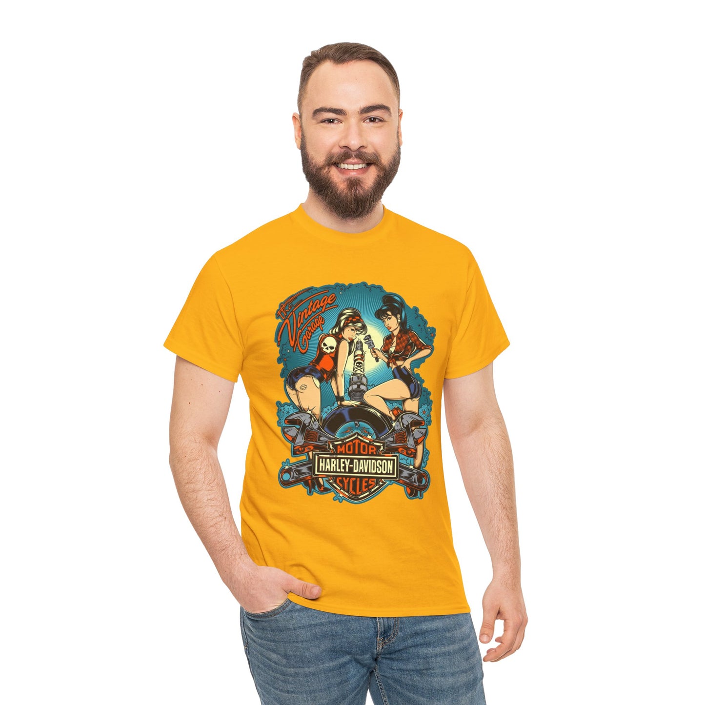 Harley Davidson T-Shirt | Gildan® 5000 Heavy Cotton™, Classic Fit, Timeless Biker Style