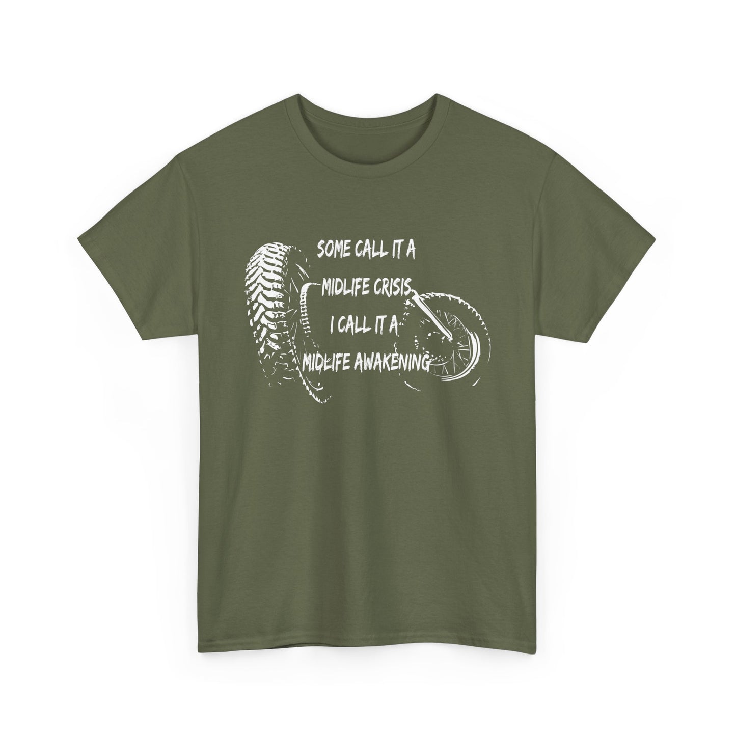 Midlife Crisis Motorcycle Slogan Tee - Gildan® 5000 Heavy Cotton™, For Edgy, Fearless Riders