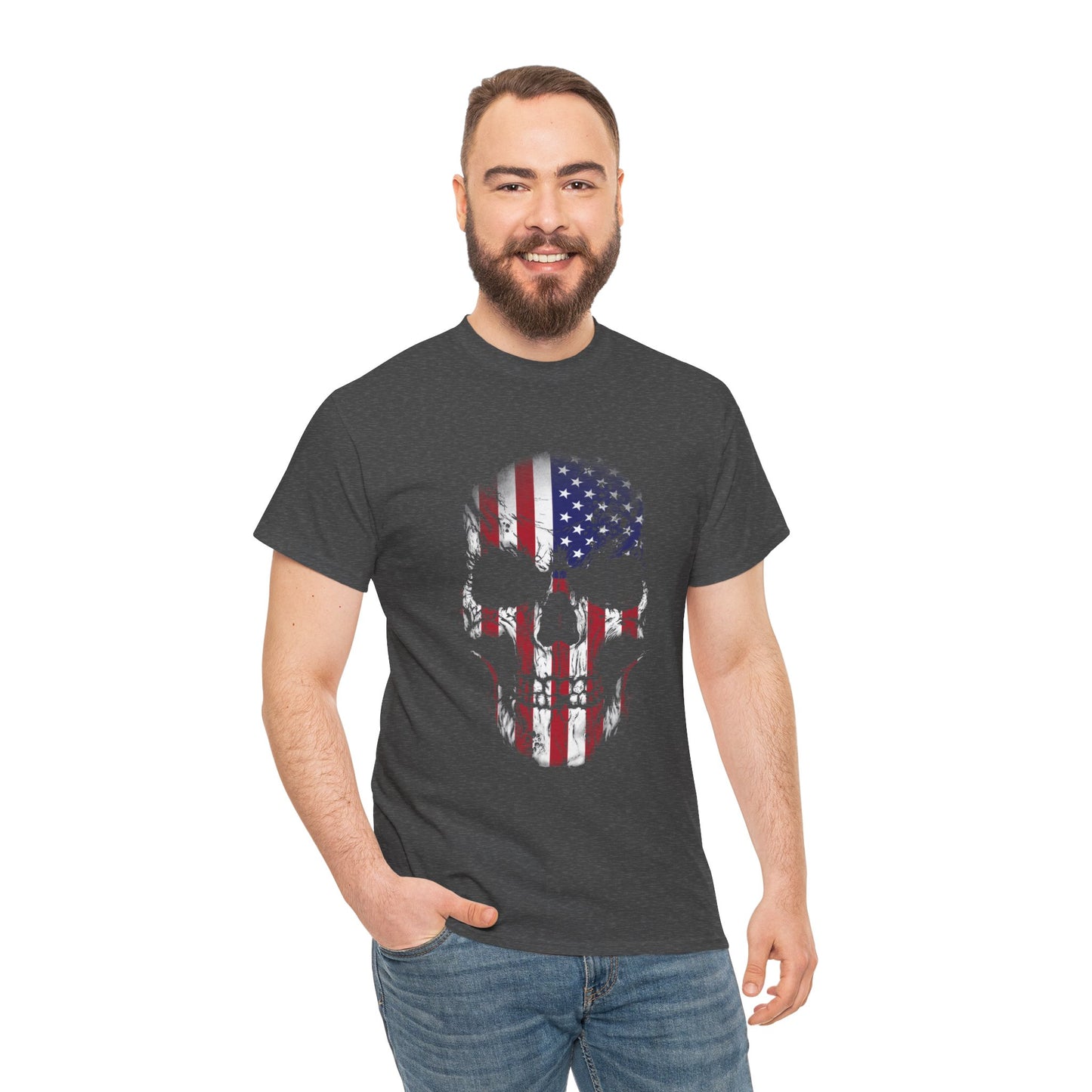 Rock the Classic Fit USA Skull Flag Tee