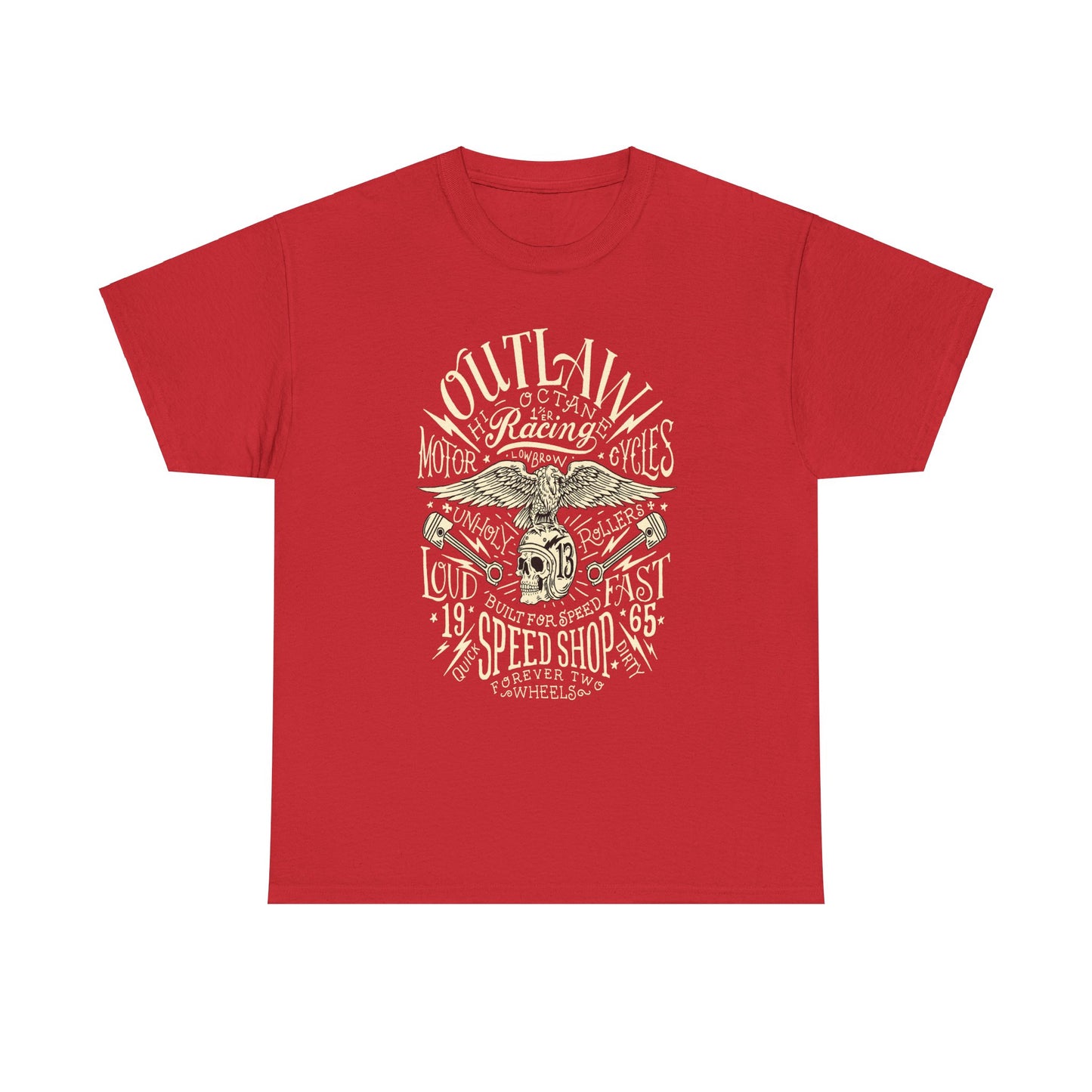 Outlaw Speedshop Biker Tee | Gildan® 5000 Heavy Cotton™ - Bold Design, Durable & Comfortable for Riders