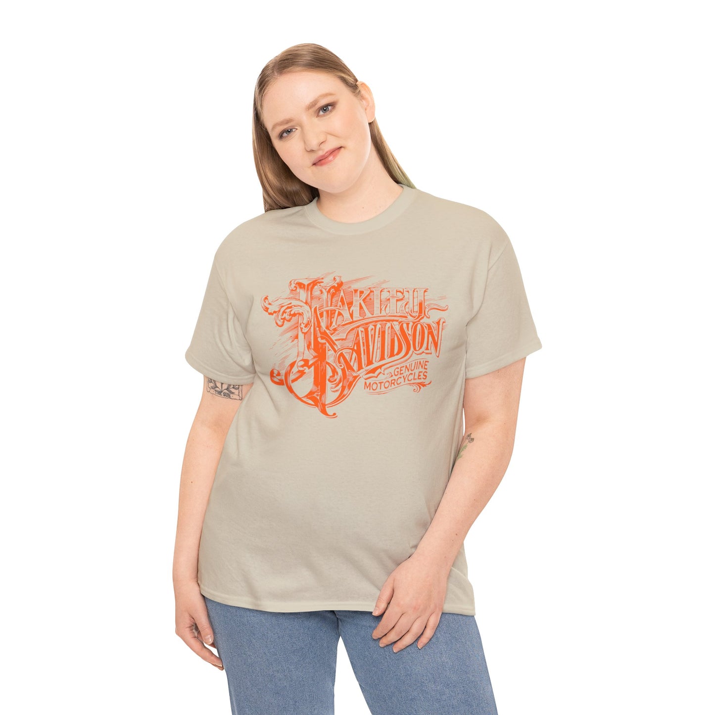 Harley Davidson Text Tee - Gildan® 5000 Heavy Cotton™, Sleek and Stylish Design, Edgy & Comfortable Streetwear
