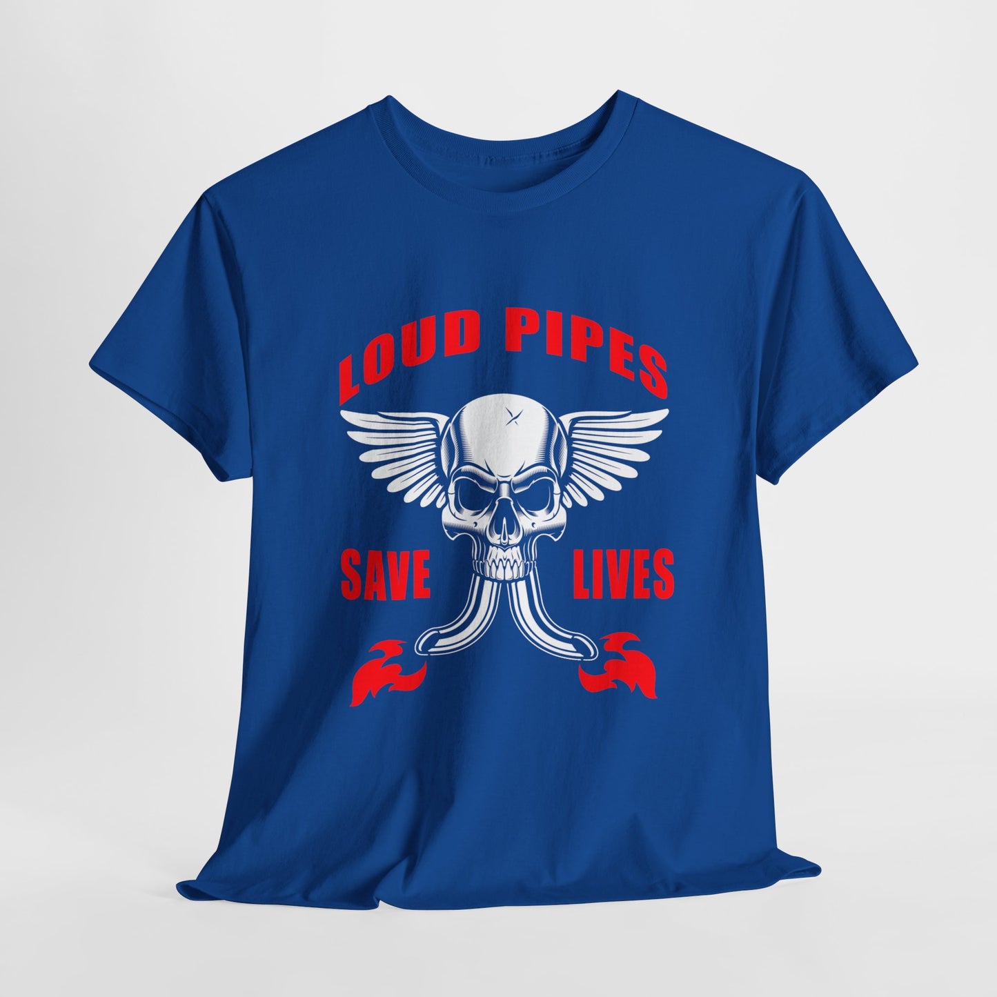 Loud Pipes Save Lives Graphic Tee - Gildan® 5000 Heavy Cotton™, Classic Fit for Passionate Riders