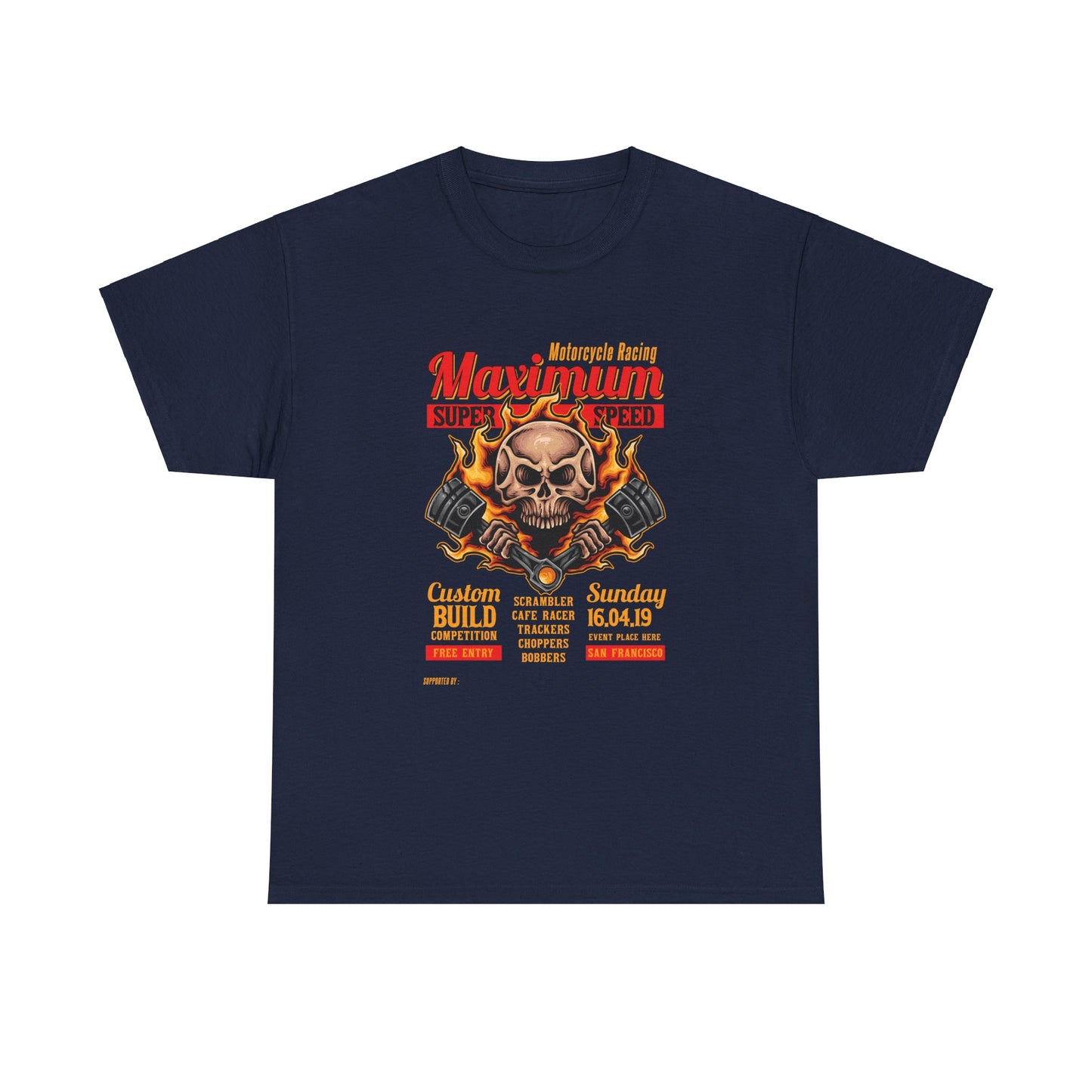 Fire Piston Motorcycle Tee - Gildan® 5000 Heavy Cotton™, Durable & Comfortable Fit