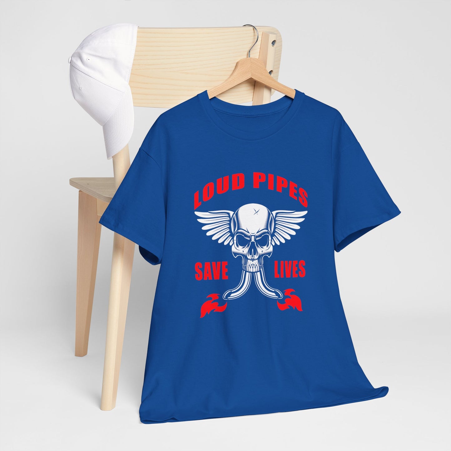Loud Pipes Save Lives Graphic Tee - Gildan® 5000 Heavy Cotton™, Classic Fit for Passionate Riders