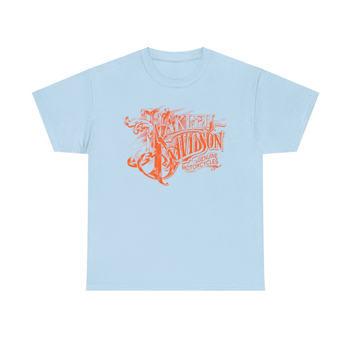 Harley Davidson Text Tee - Gildan® 5000 Heavy Cotton™, Sleek and Stylish Design, Edgy & Comfortable Streetwear