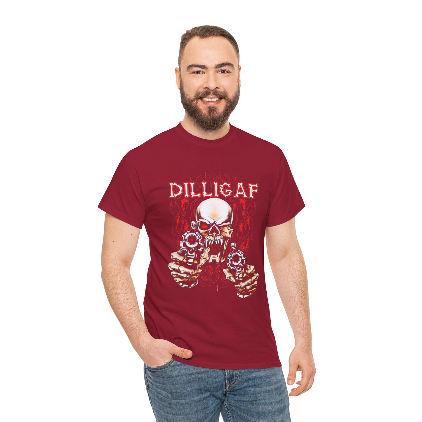 Edgy and Bold: DILLIGAF T-Shirt - Gildan® 5000 Heavy Cotton™, Built for Bikers