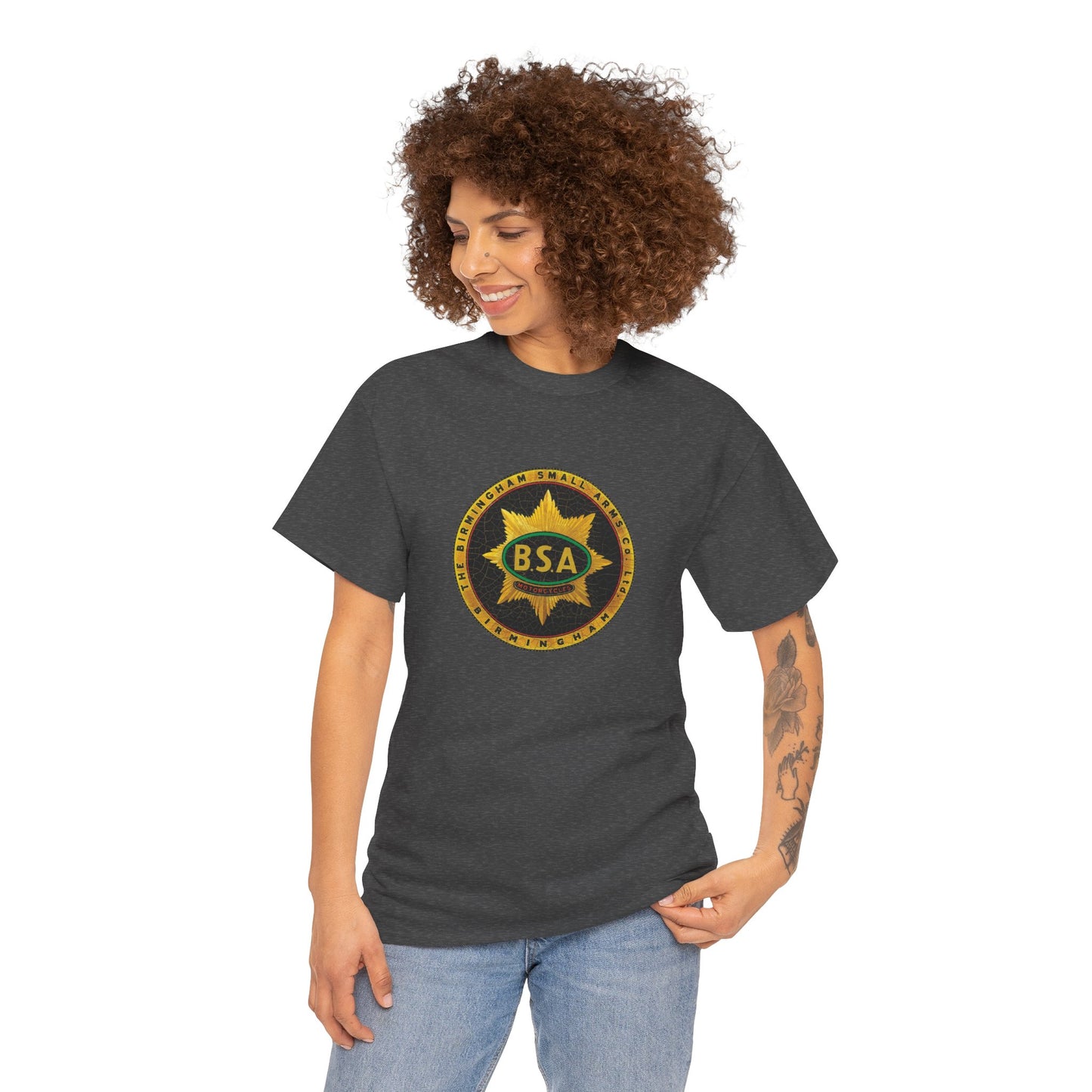 Vintage BSA Logo Tee - Gildan® 5000 Heavy Cotton™, Perfect for Bikers & Motorcycle Enthusiasts