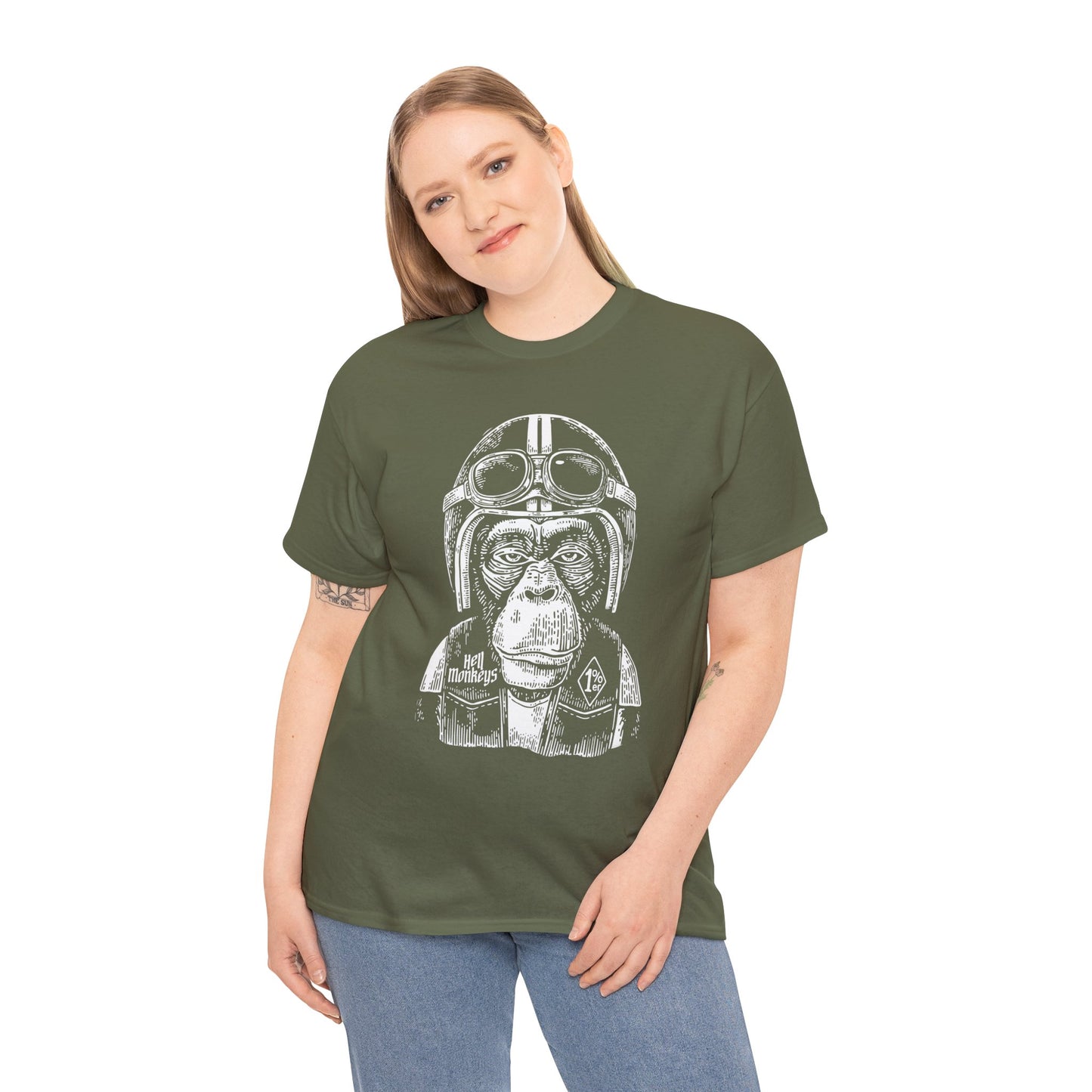 Ride Wild: Hell's Monkey Ape Biker T-Shirt - Gildan® 5000 Heavy Cotton™, Rugged Style for True Bikers