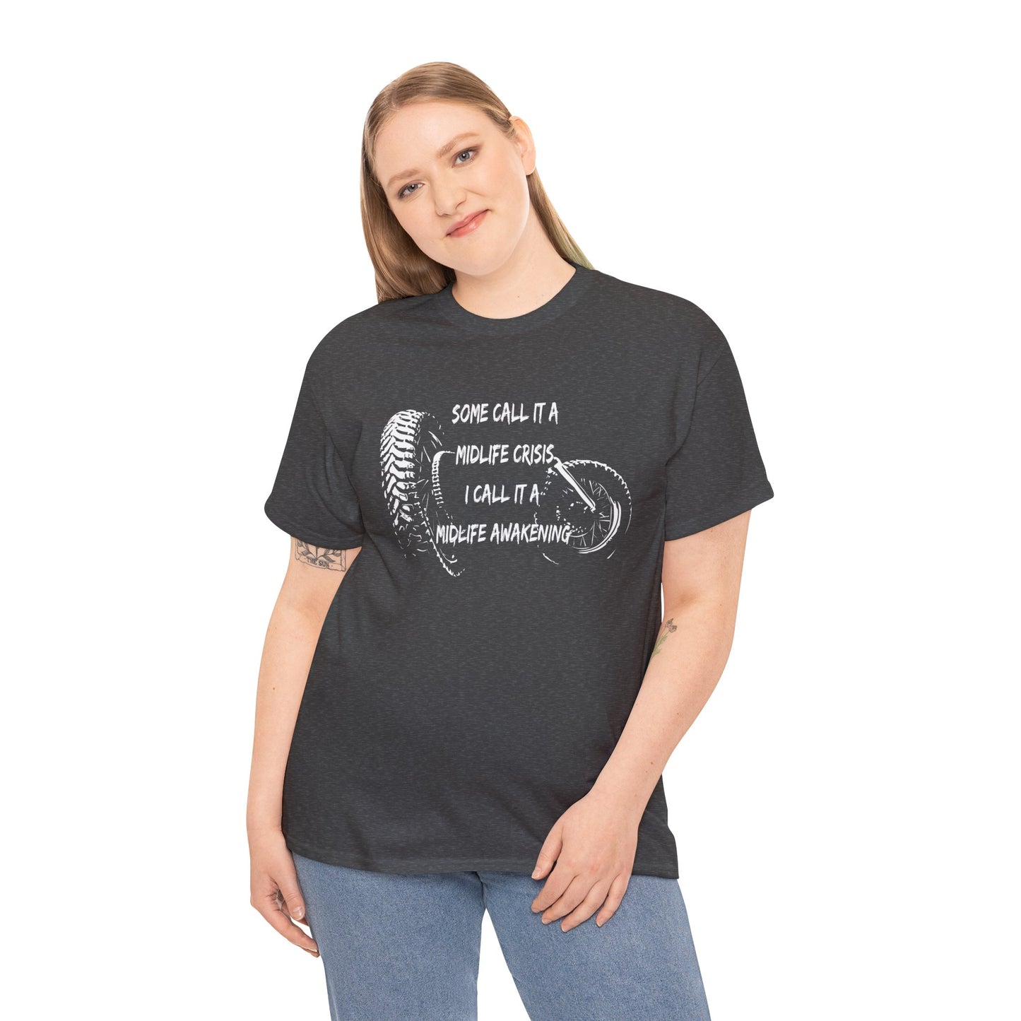 Midlife Crisis Motorcycle Slogan Tee - Gildan® 5000 Heavy Cotton™, For Edgy, Fearless Riders