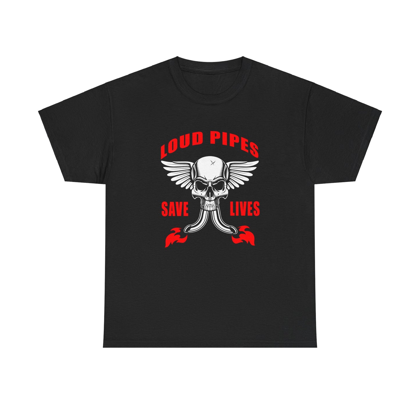 Loud Pipes Save Lives Graphic Tee - Gildan® 5000 Heavy Cotton™, Classic Fit for Passionate Riders