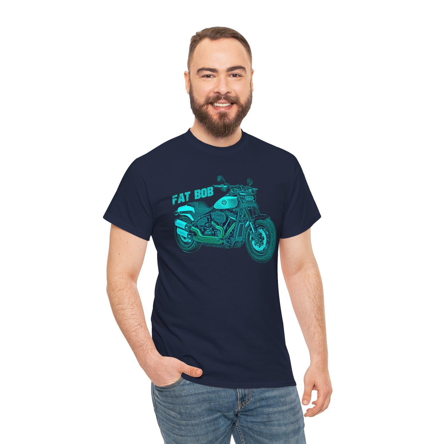 Harley Davidson Fatbob T-Shirt - Gildan® 5000 Heavy Cotton™, Stylish & Durable for Motorcycle Lovers